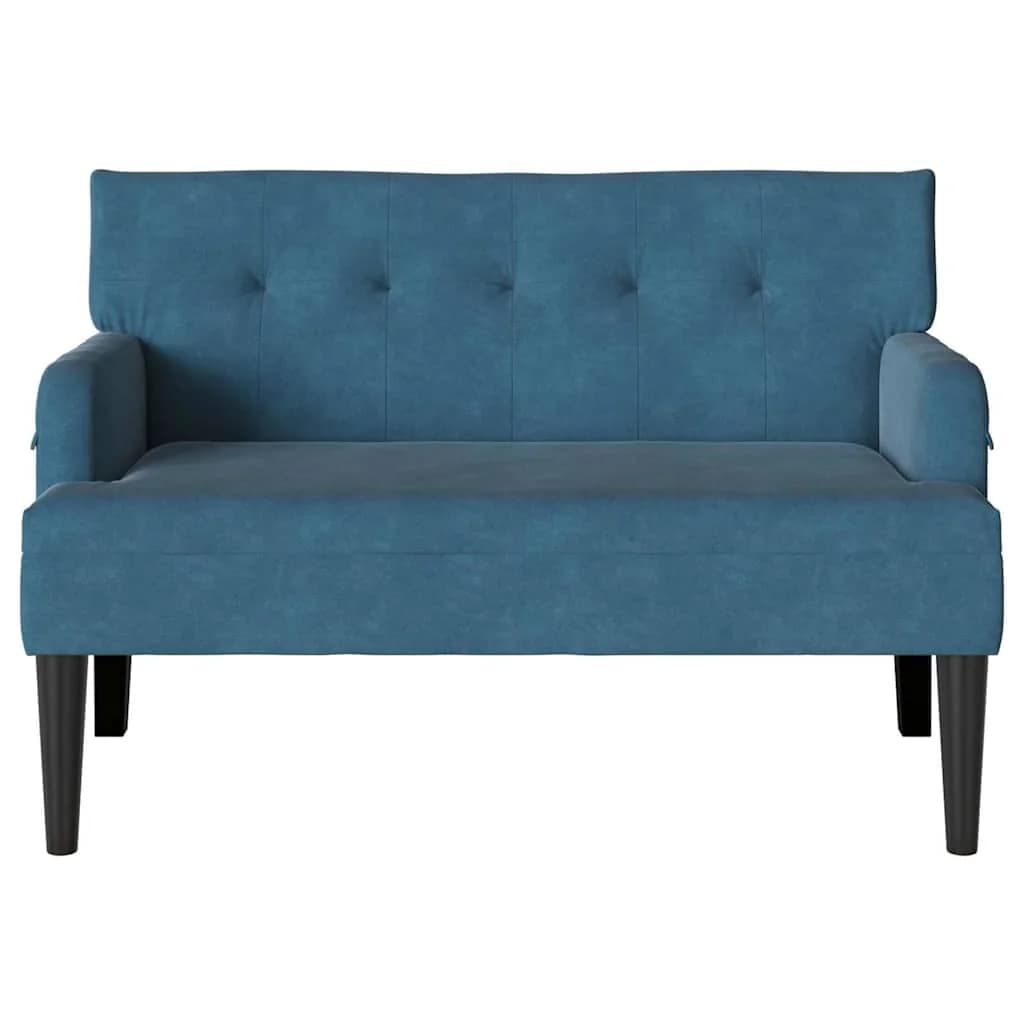 Chesterfield klop Modra 112 x 65,5 x 75 cm Žamet - slika 4