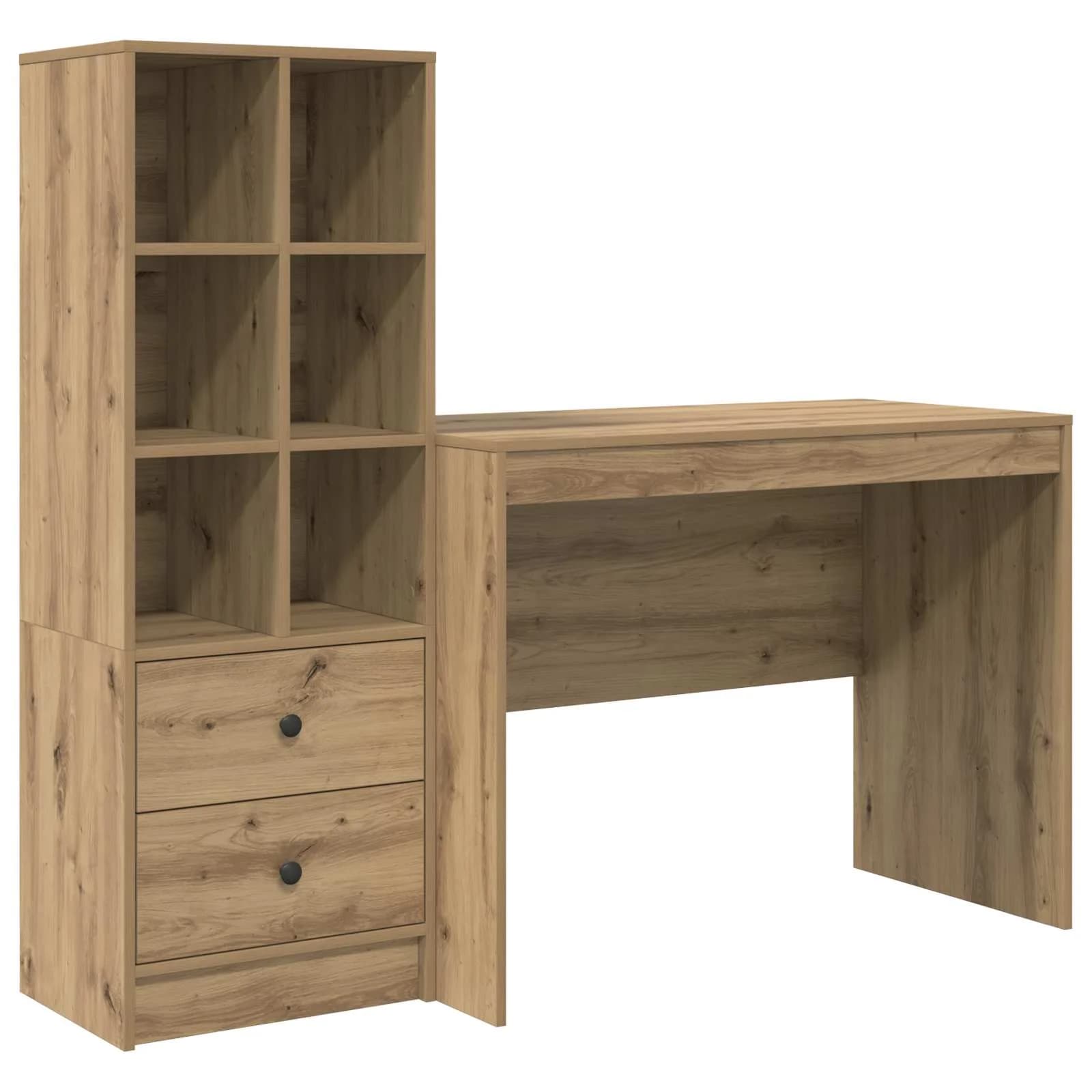 Miza Umetni hrast 145.5 x 50 x 127 cm 2 kos - slika 2