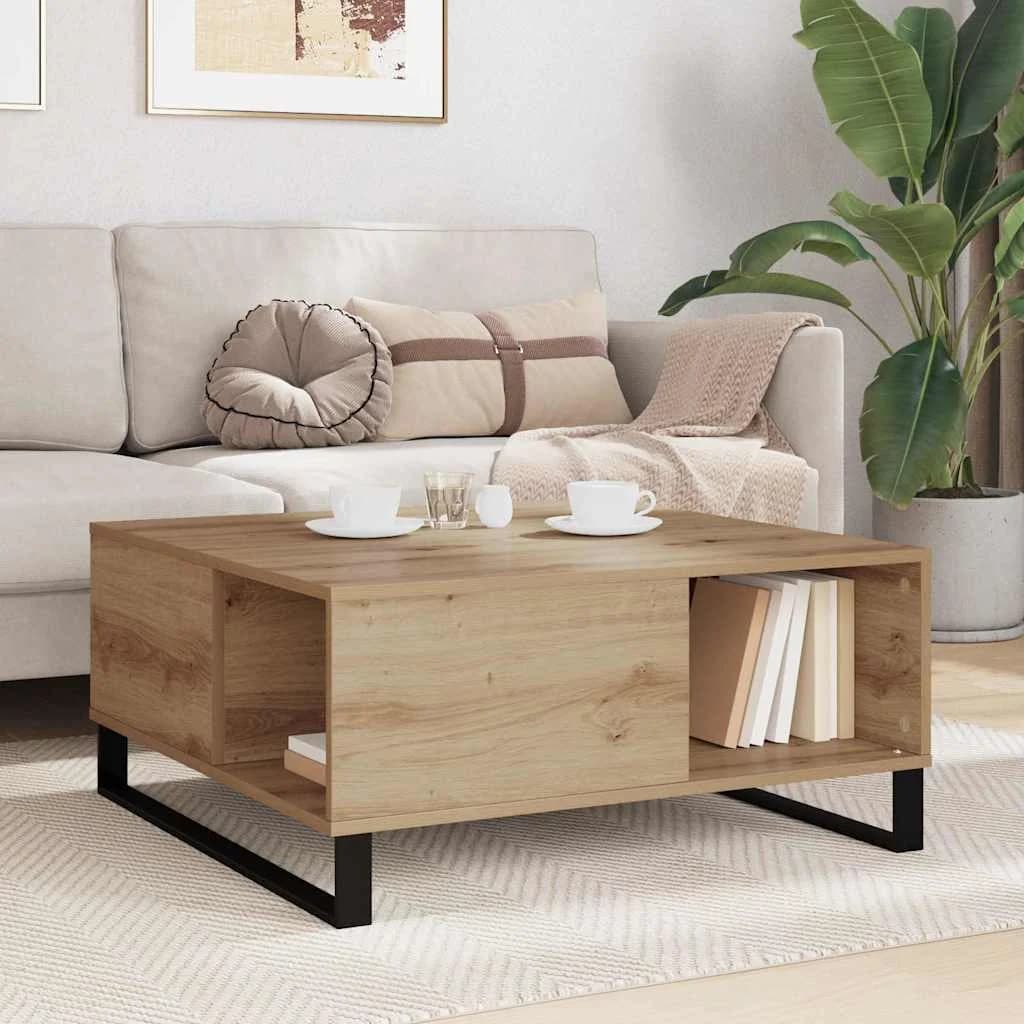 Klubska miza Umetni hrast 80 x 80 x 36,5 cm Inženirski les - slika 4