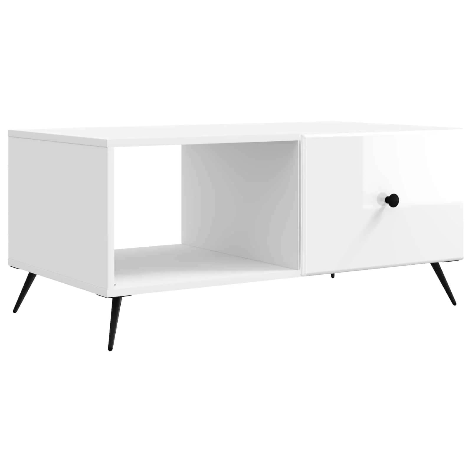Klubska miza Bela visok sijaj 90 x 50 x 40 cm Inženirski les - slika 2
