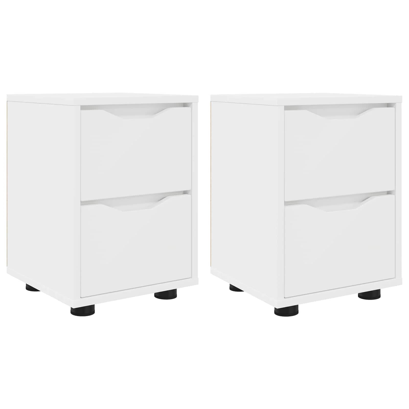Posteljne mize 2 kos Bela 30,5 x 30 x 43 cm Inženirski les - slika 2