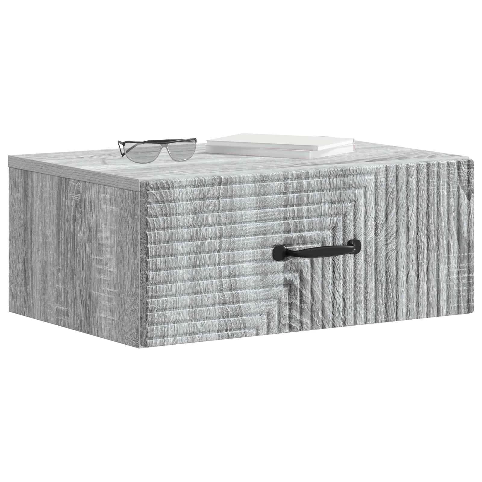 Stenski nočni omarici s predalom Siva Sonoma 49 x 34,5 x 20 cm - slika 3