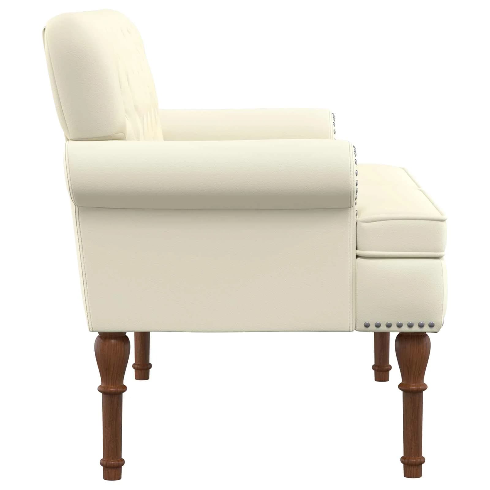 Dvojnica s gumbi Krem 120 x 65 x 77 cm Umetno usnje - slika 4