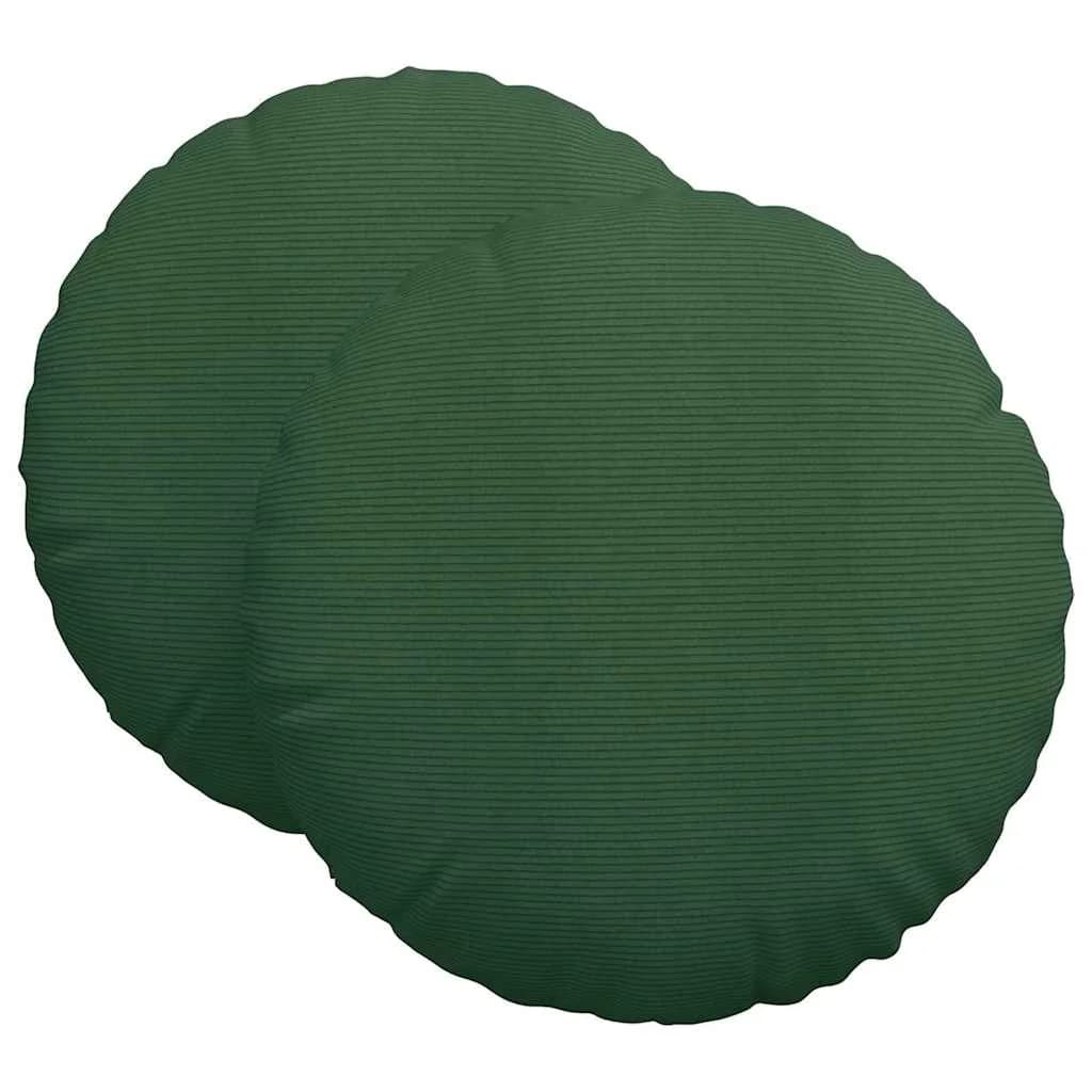Sedežne blazine 2 kos Žametna tkanina Temno zelena Ø 80 cm - slika 2