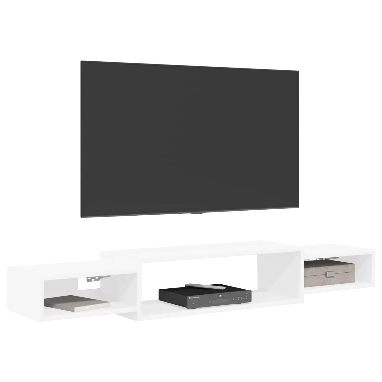 Stenska TV omarica Montaža za steno Bela 140 x 28 x 21 cm - slika 3