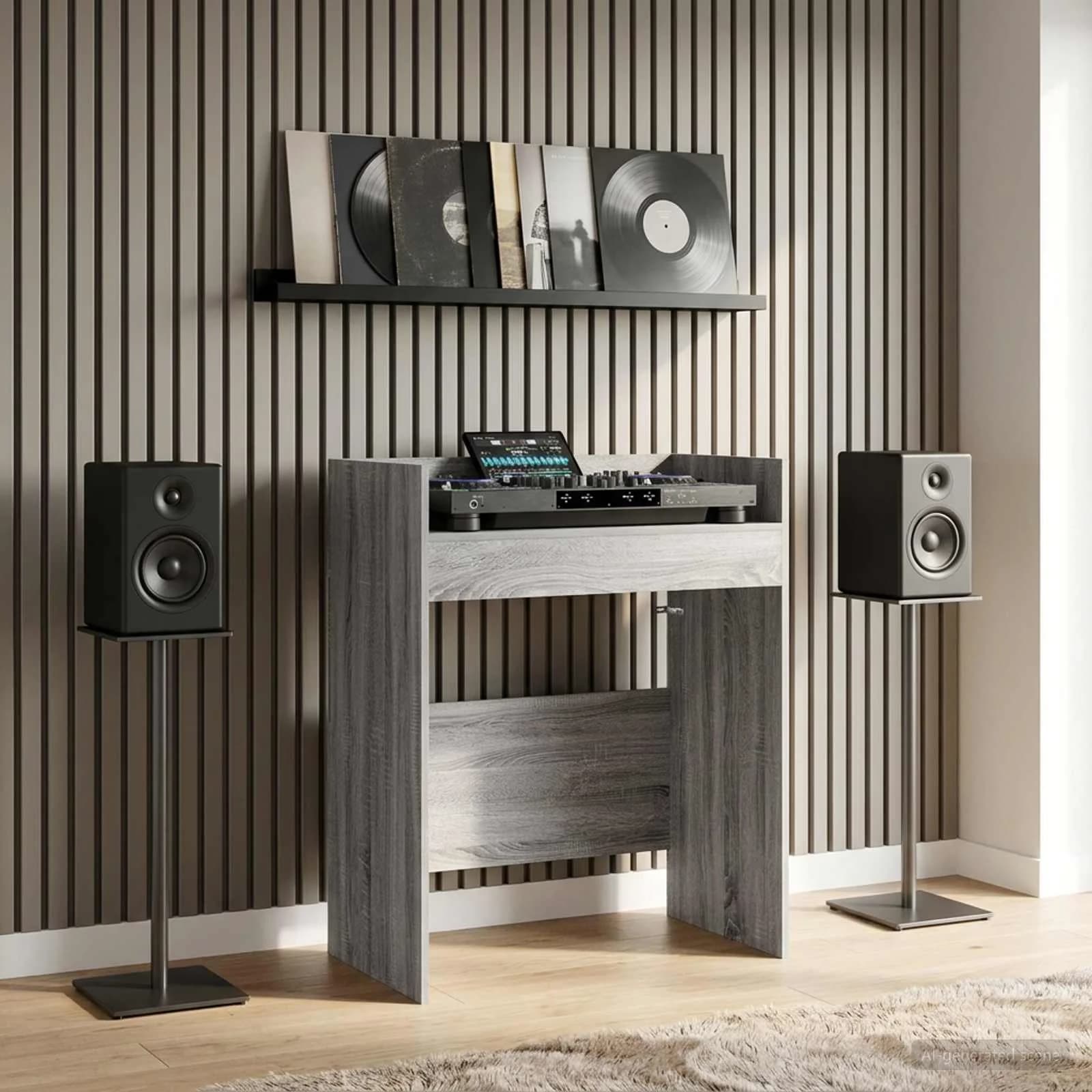 DJ miza Siva Sonoma 82 x 45 x 102 cm Inženirski les