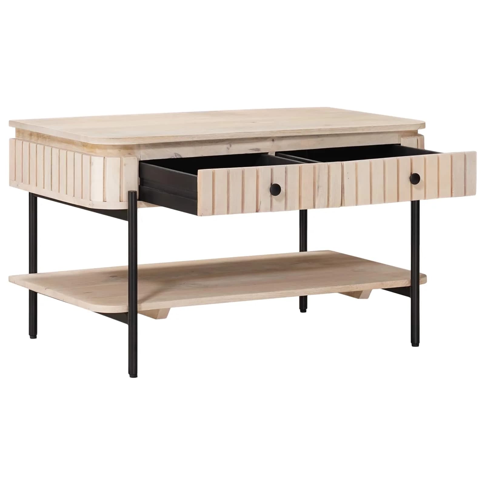 Ročno izdelana miza za kavo Bela 85 x 45 x 50 cm - slika 2