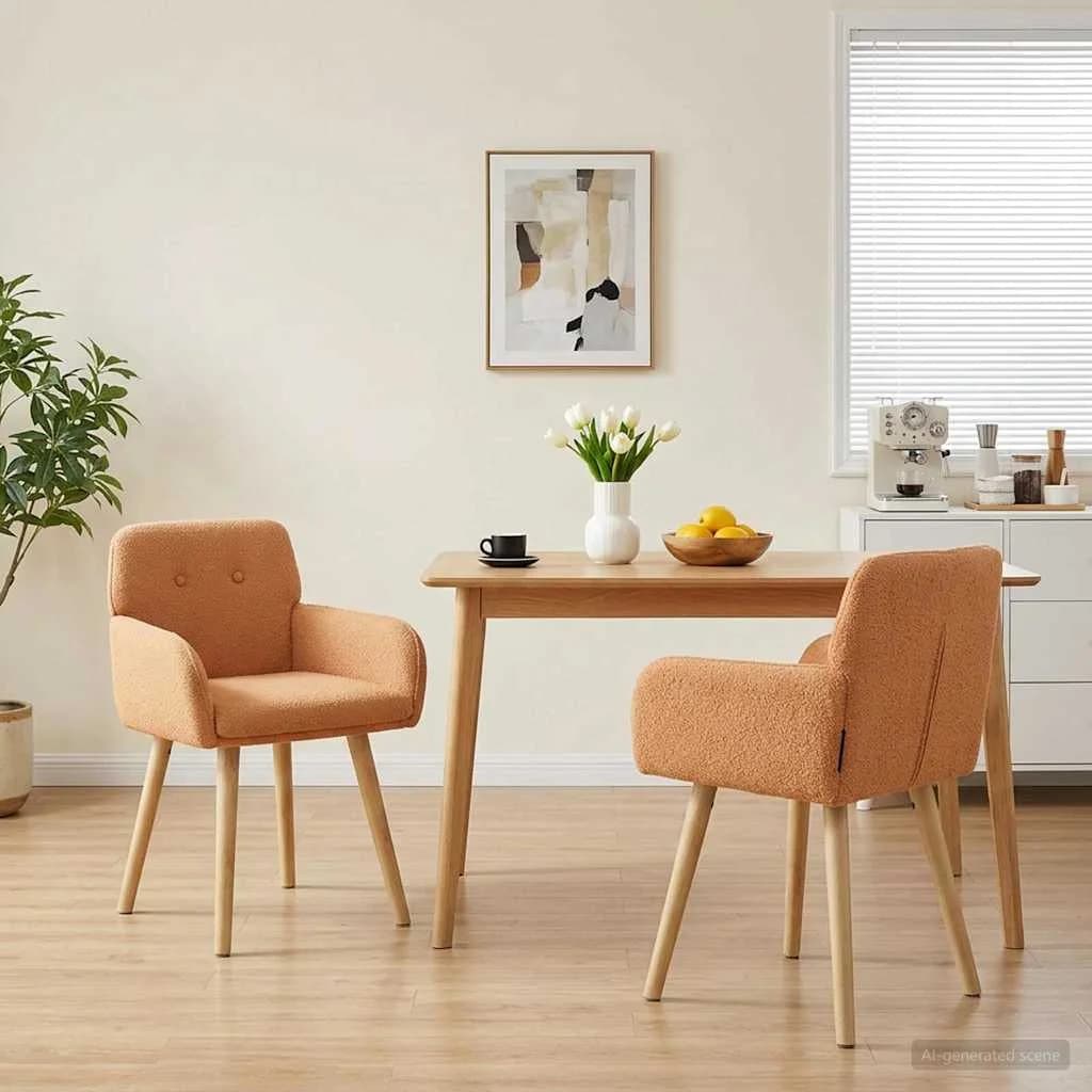 Jedilni stoli 2 kos Bouclé Bež 59 x 57 x 85 cm