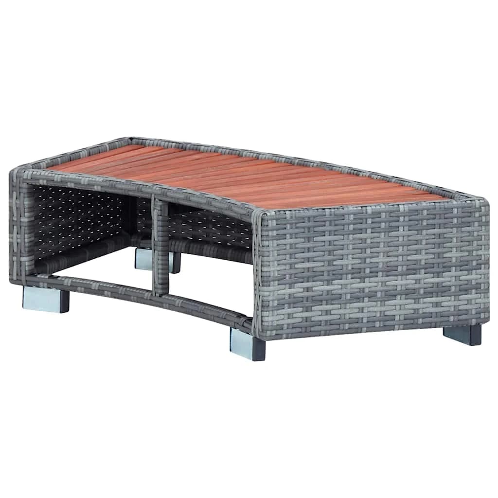 Stopnica za masažni bazen siv poli ratan 92x45x25 cm - slika 6