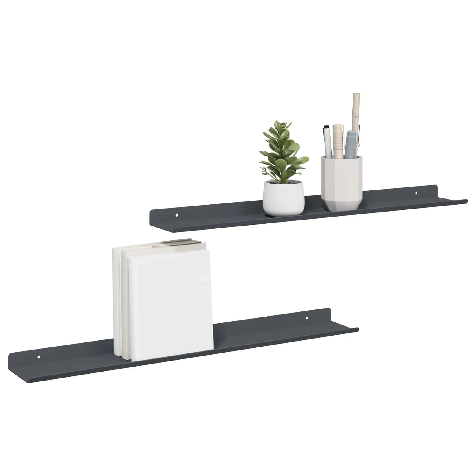 Ležeča polica Montaža za steno 2 kos Antracit 60 x 8,5 x 2,5 cm - slika 3