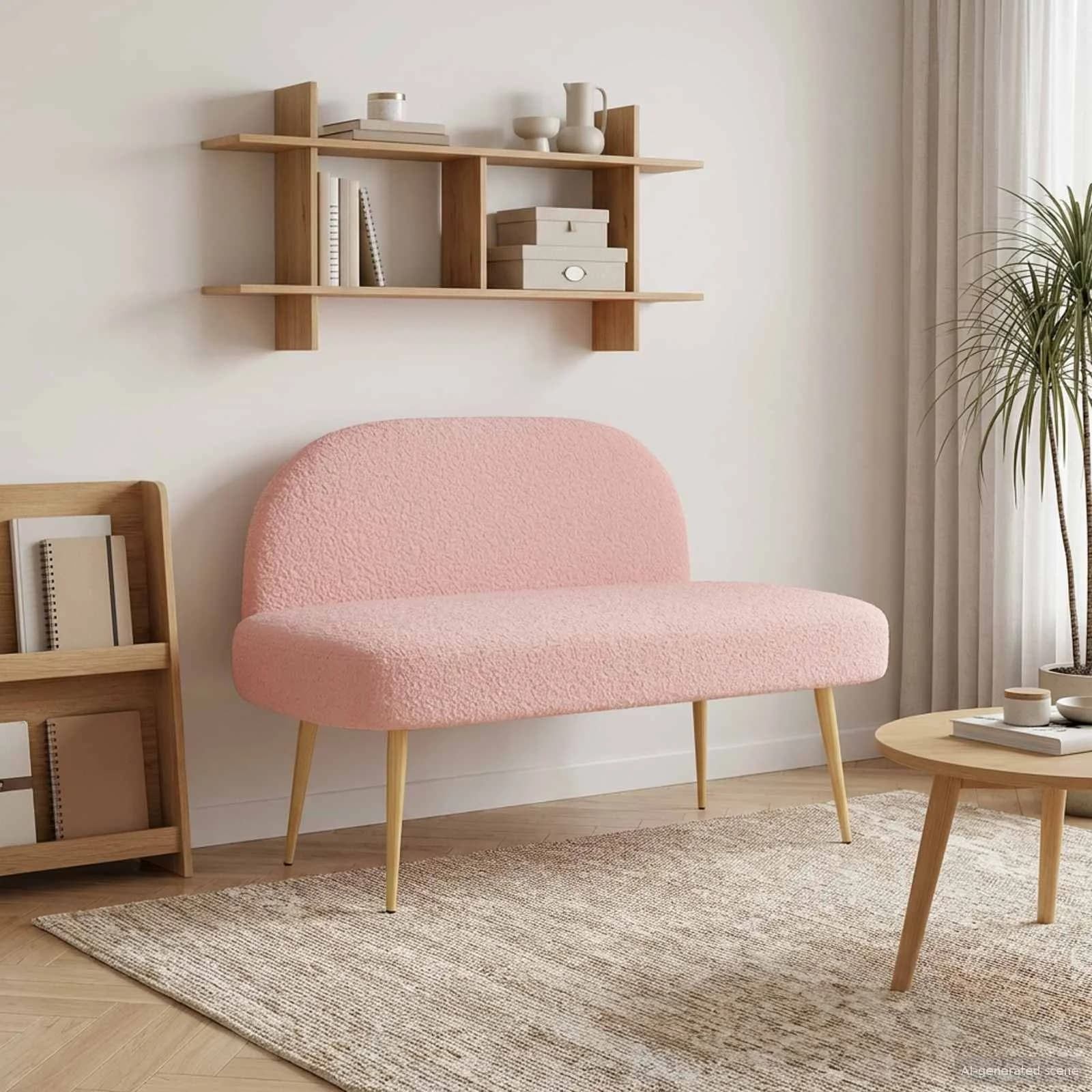 Oblazinjena klop z naslonom Roza 110 x 60 x 76 cm Bouclé