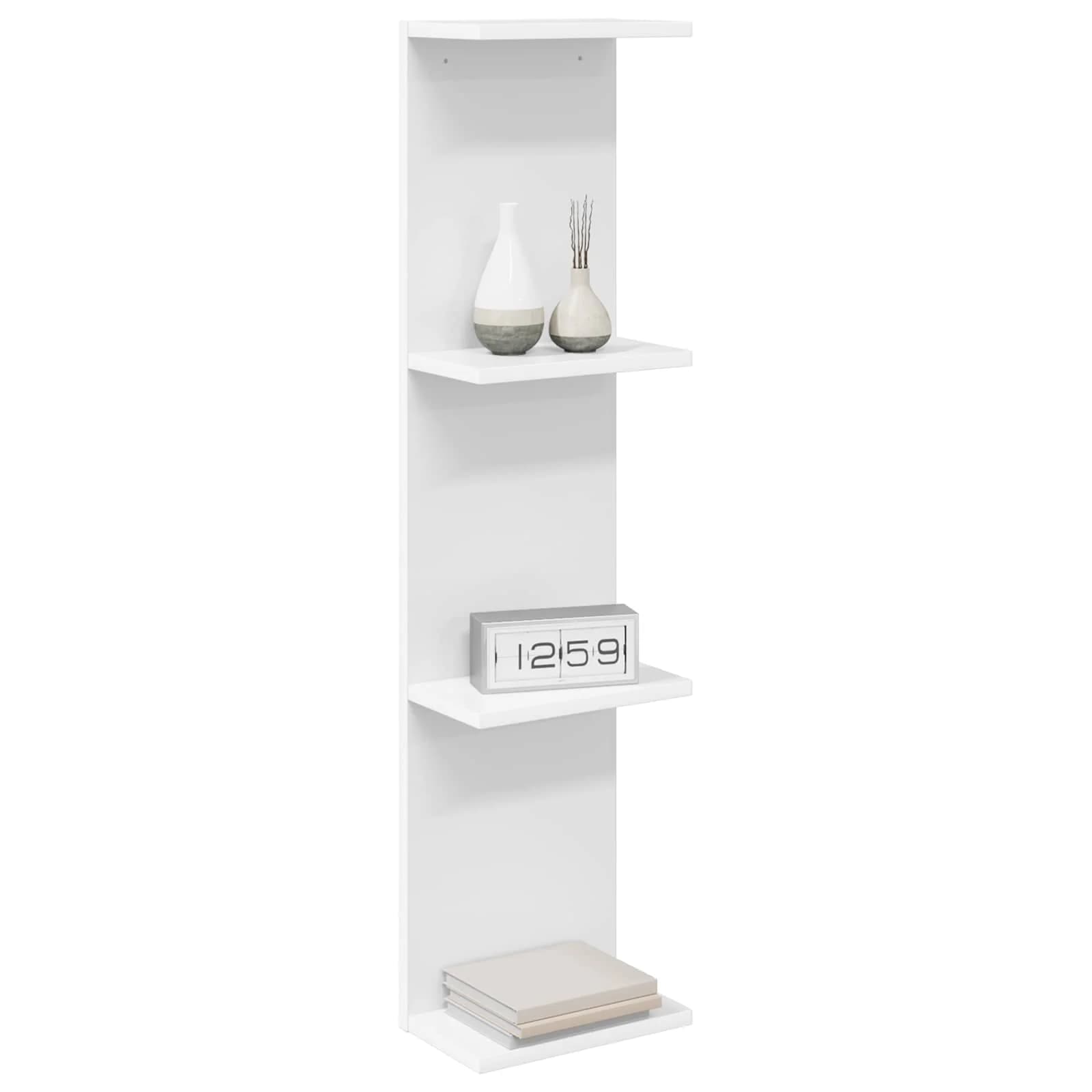 Stenska polica 2 kos Bela 25 x 15 x 100 cm Inženirski les - slika 3