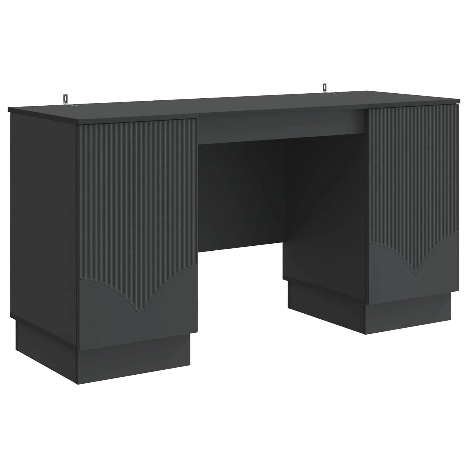 Miza s polico z vrati Črna 142,5 x 50 x 75 cm Inženirski les - slika 2