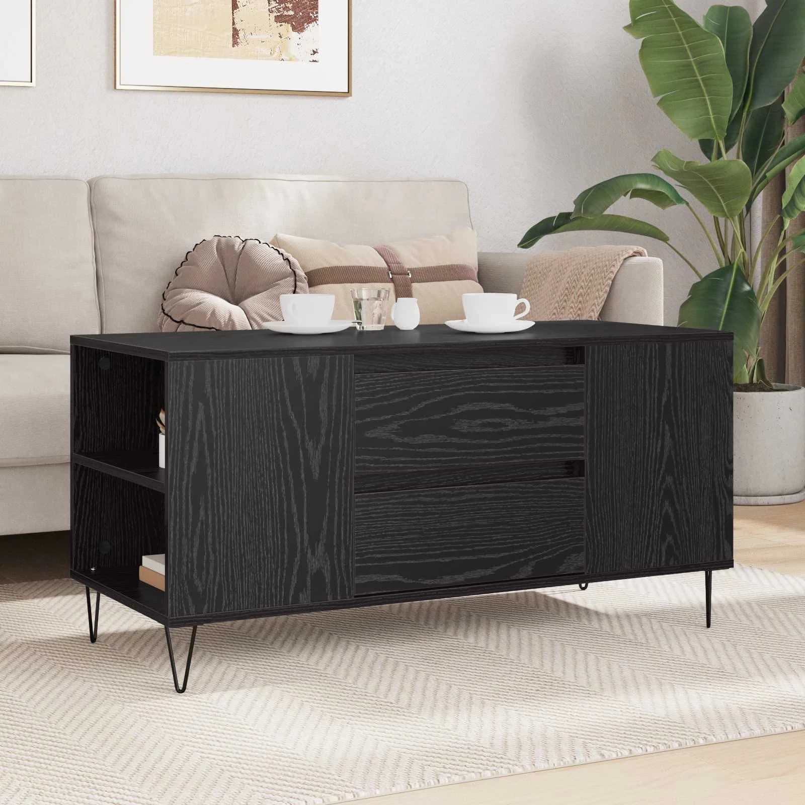 Klubska miza Črna Orehovina 102 x 44,5 x 50 cm Inženirski les - slika 4