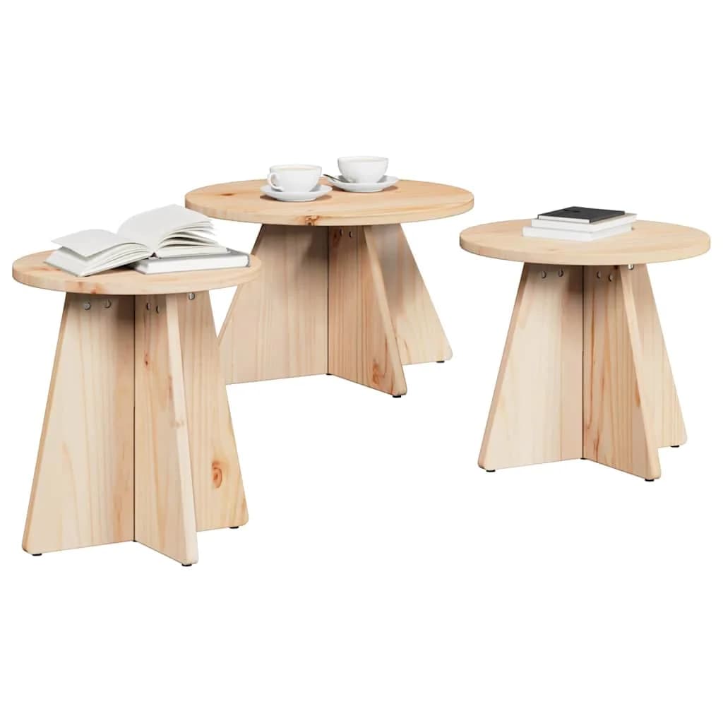 Klubska miza 3 kos Naravna 49 x 49 x 30 cm - slika 3