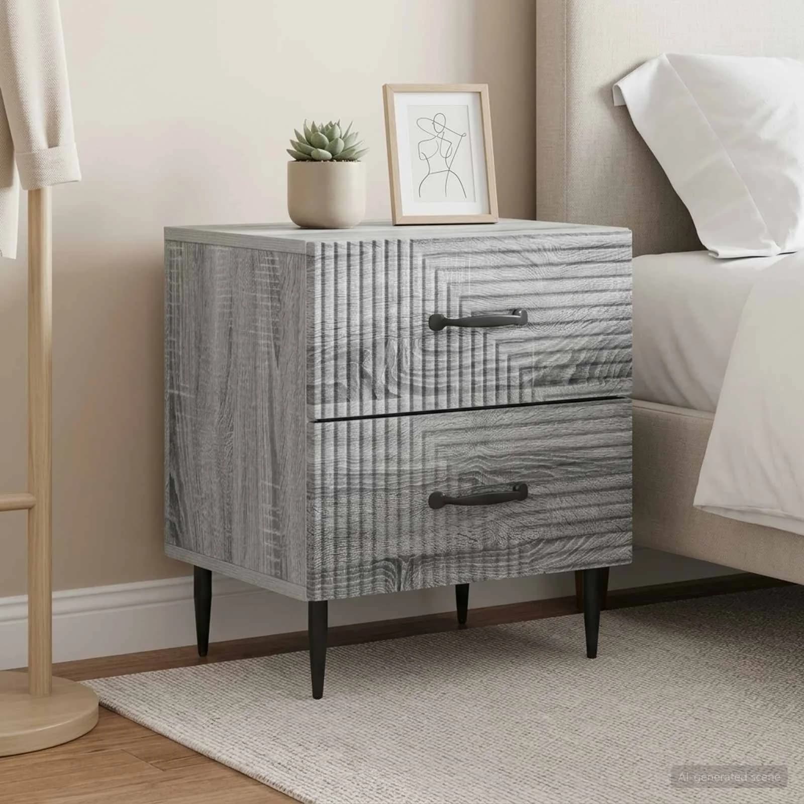 Nočna omarica 2 kos Siva Sonoma 43 x 34,5 x 47,5 cm