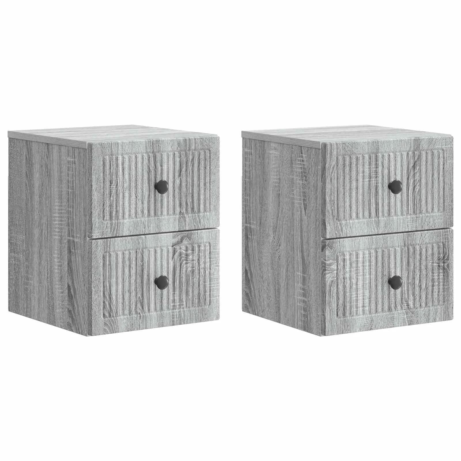 Stenski nočni omarici 2 kos Siva Sonoma 33 x 34,5 x 40 cm - slika 2