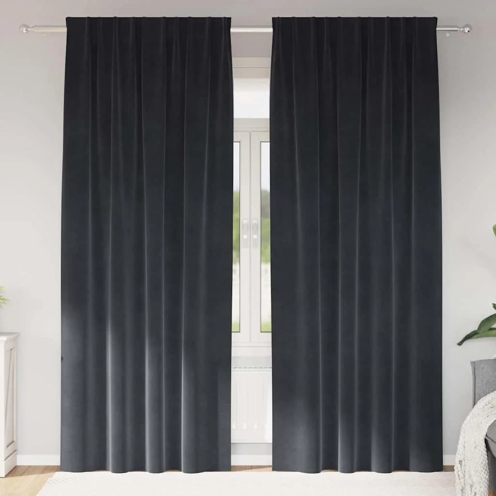 Zatemnitvene zavese 2 kos Temno siva 140 x 245 cm Žamet