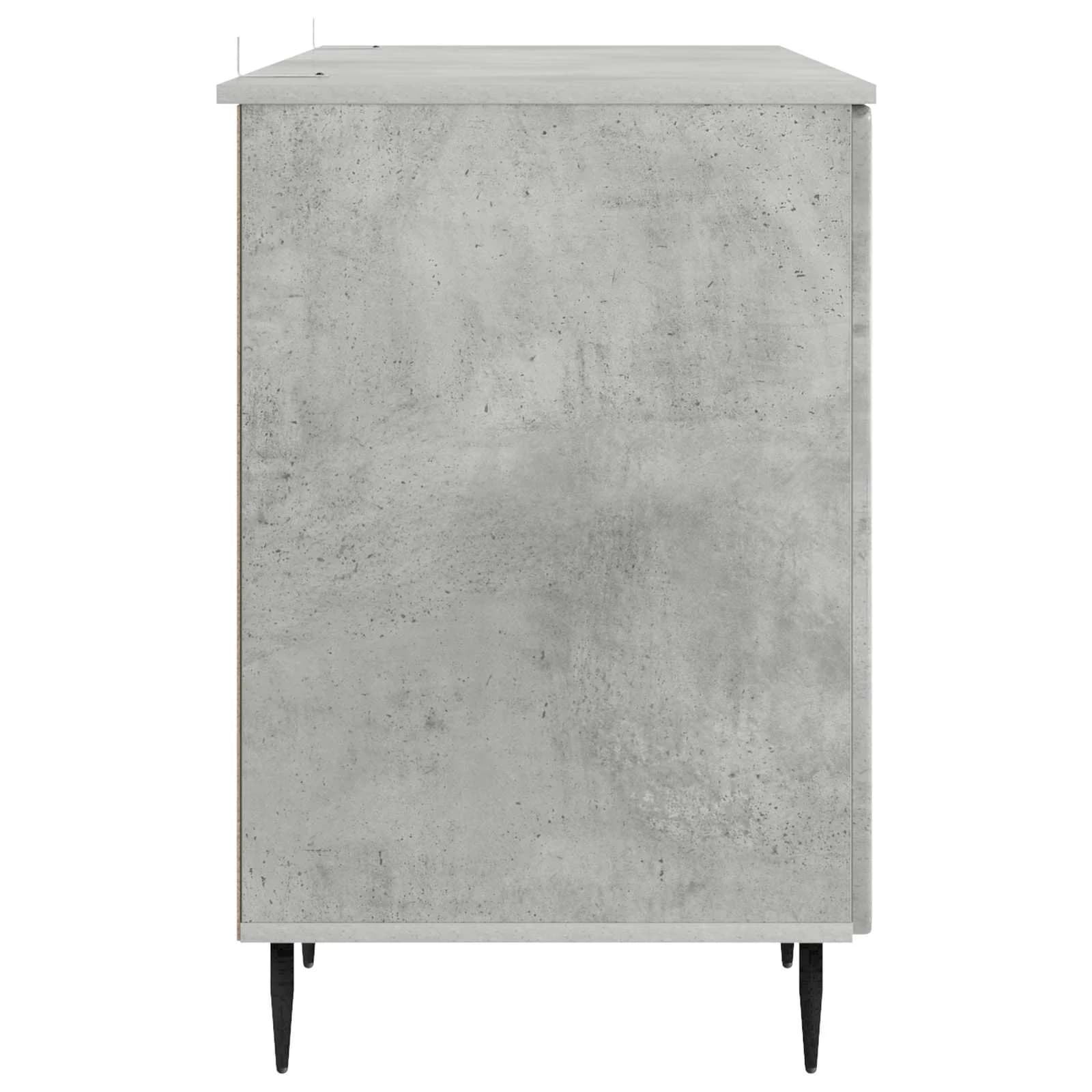 Miza s polico Betonsko siva 142,5 x 50 x 75 cm Inženirski les - slika 6