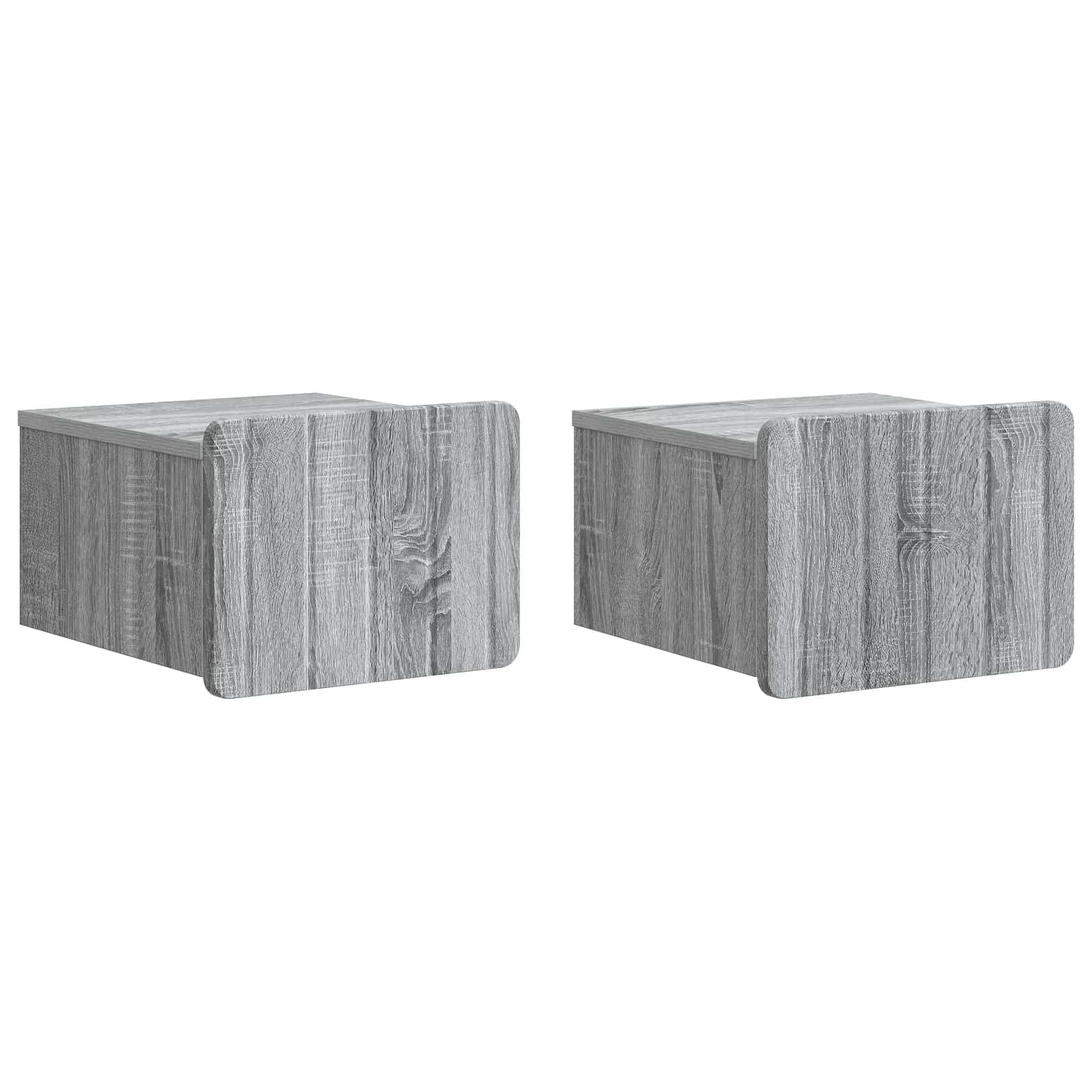 Stenski nočni omarici 2 kos Siva Sonoma 33 x 34,5 x 24 cm - slika 2