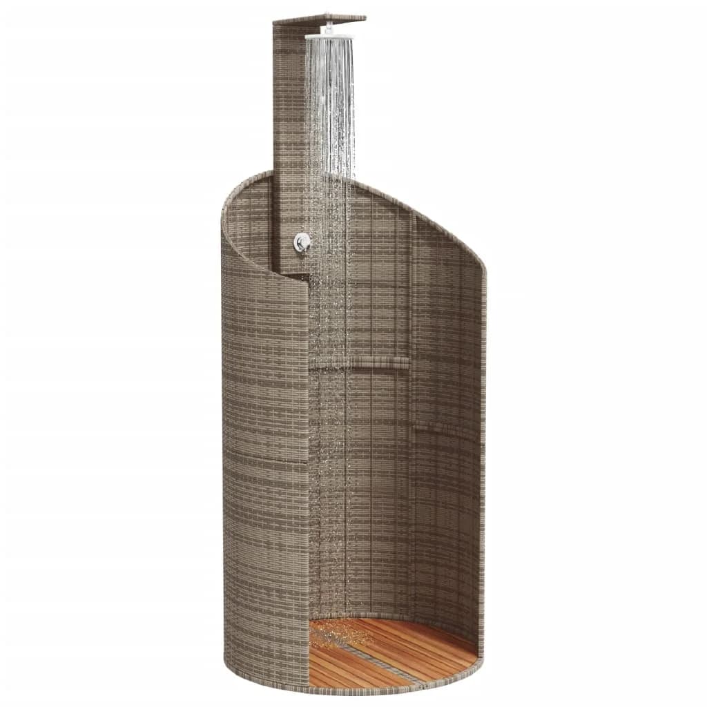 Zunanji tuš črn 100x100x241,5 cm poli ratan in akacijev les - slika 4