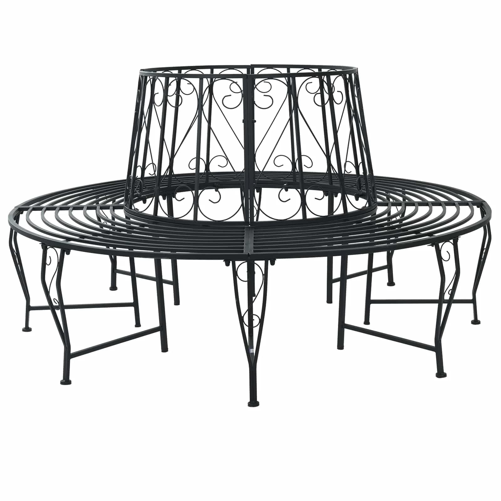 Banka Dreves Ø 160 x 89 cm Jeklo Črna Okrogla