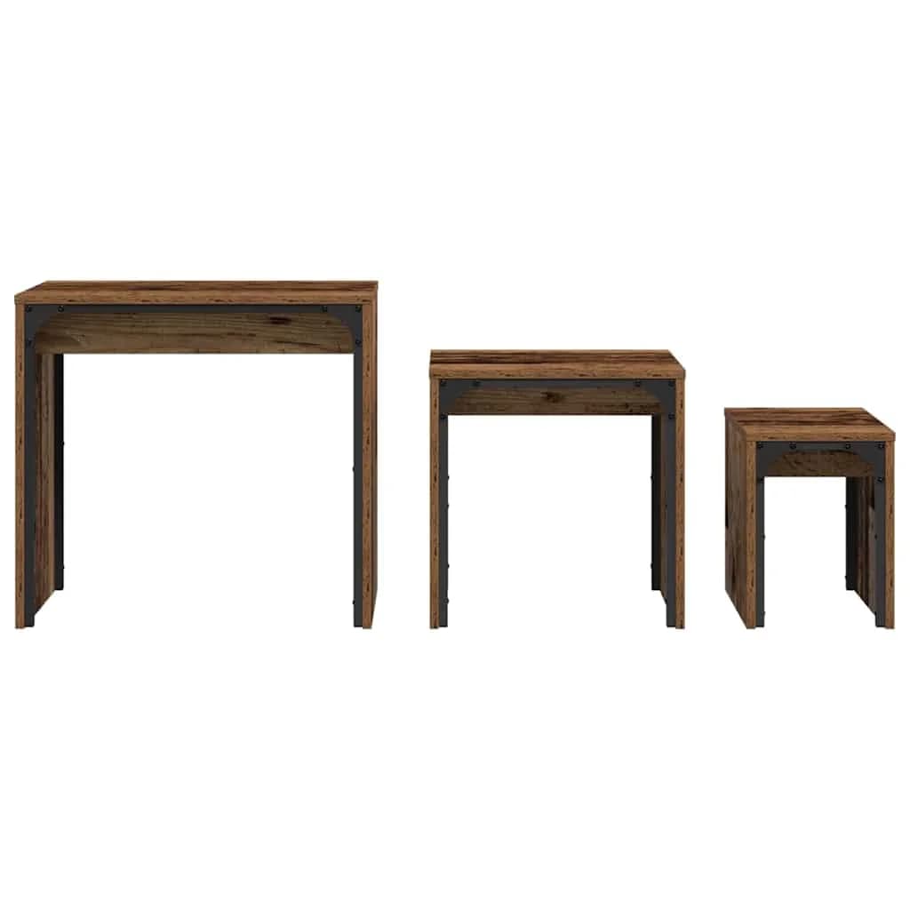 Klubska miza 3 kos Star les 60 x 35 x 56 cm Inženirski les - slika 6