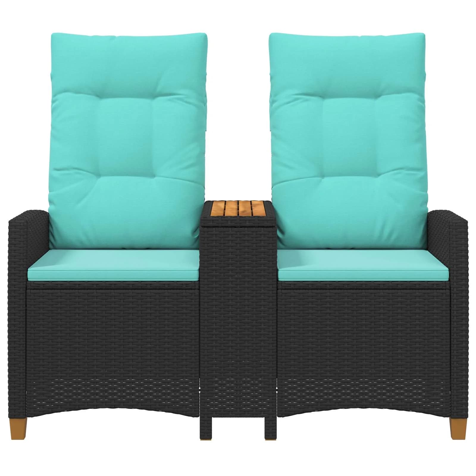 Zložljiva klop s tabelo Črna in turkizna 126 x 65 x 112 cm - slika 4