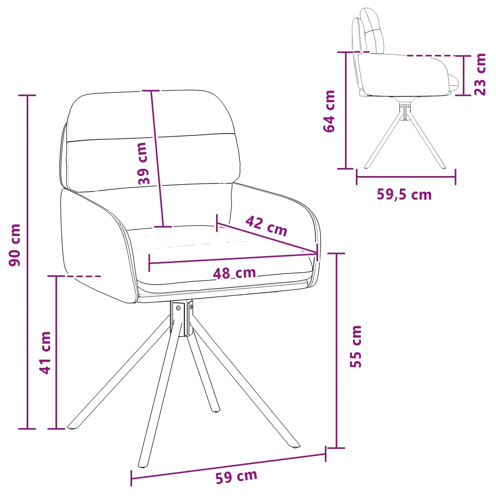 Vrtilne jedilne stole 4 kos Umetno usnje Črna 59 x 59,5 x 90 cm - slika 8