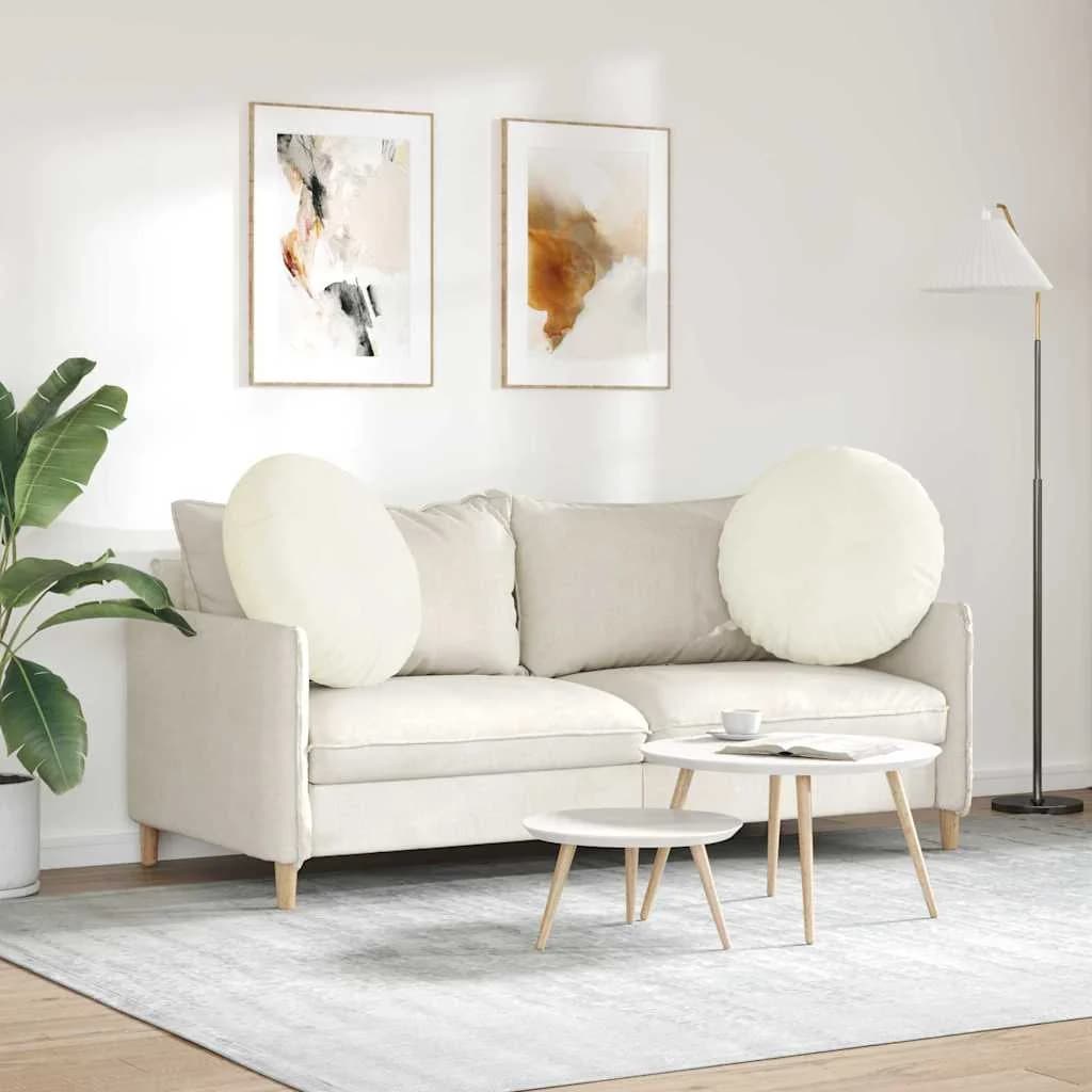 Sedežne blazine 2 kos Žamet krema Ø 80 x 29 cm - slika 4