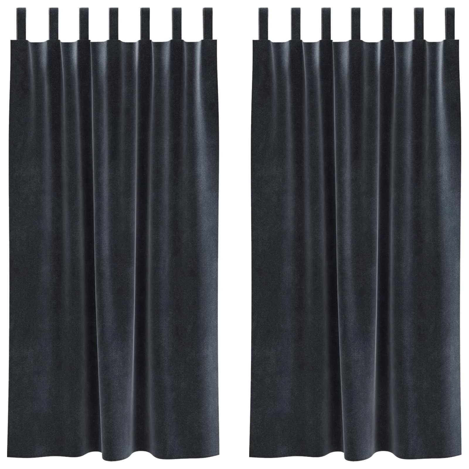 Zatemnitvene zavese 2 kos Temno siva 140 x 175 cm Žamet - slika 2