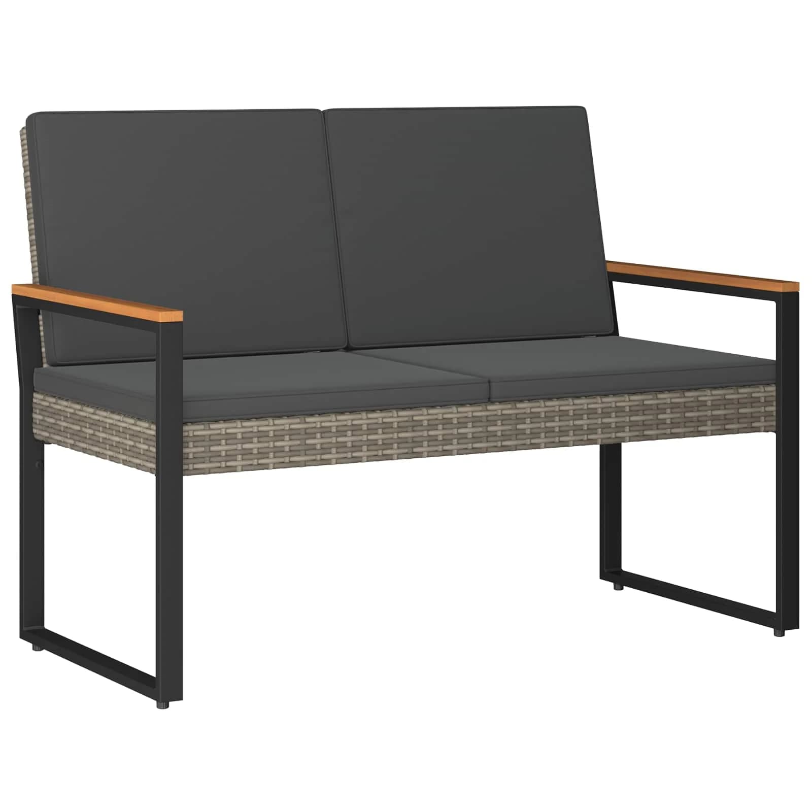 Zunanja klop Siva in temno siva 107 x 61 x 80 cm poli ratan - slika 2