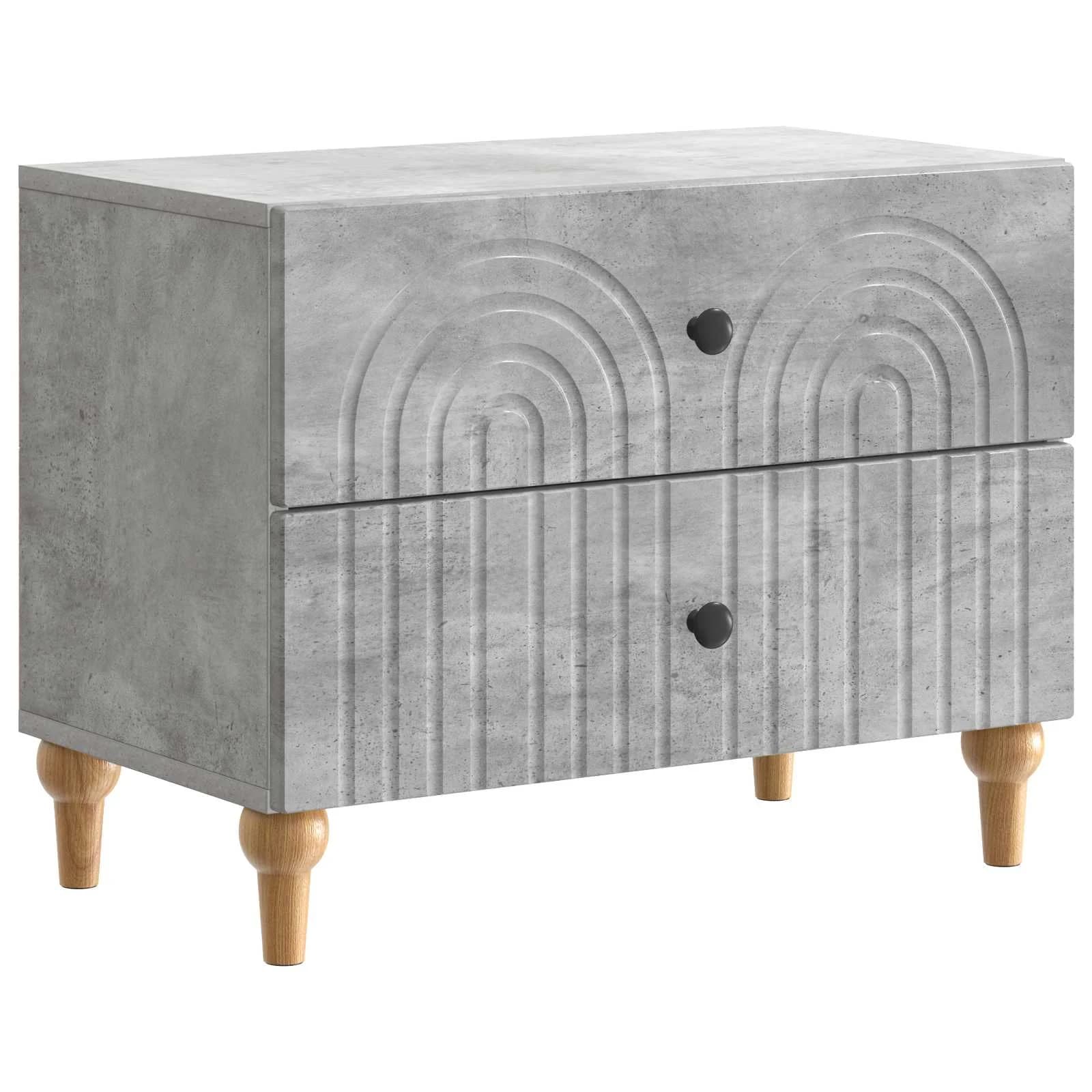 Nočna omarica Betonsko siva 62 x 34,5 x 48 cm Inženirski les - slika 2