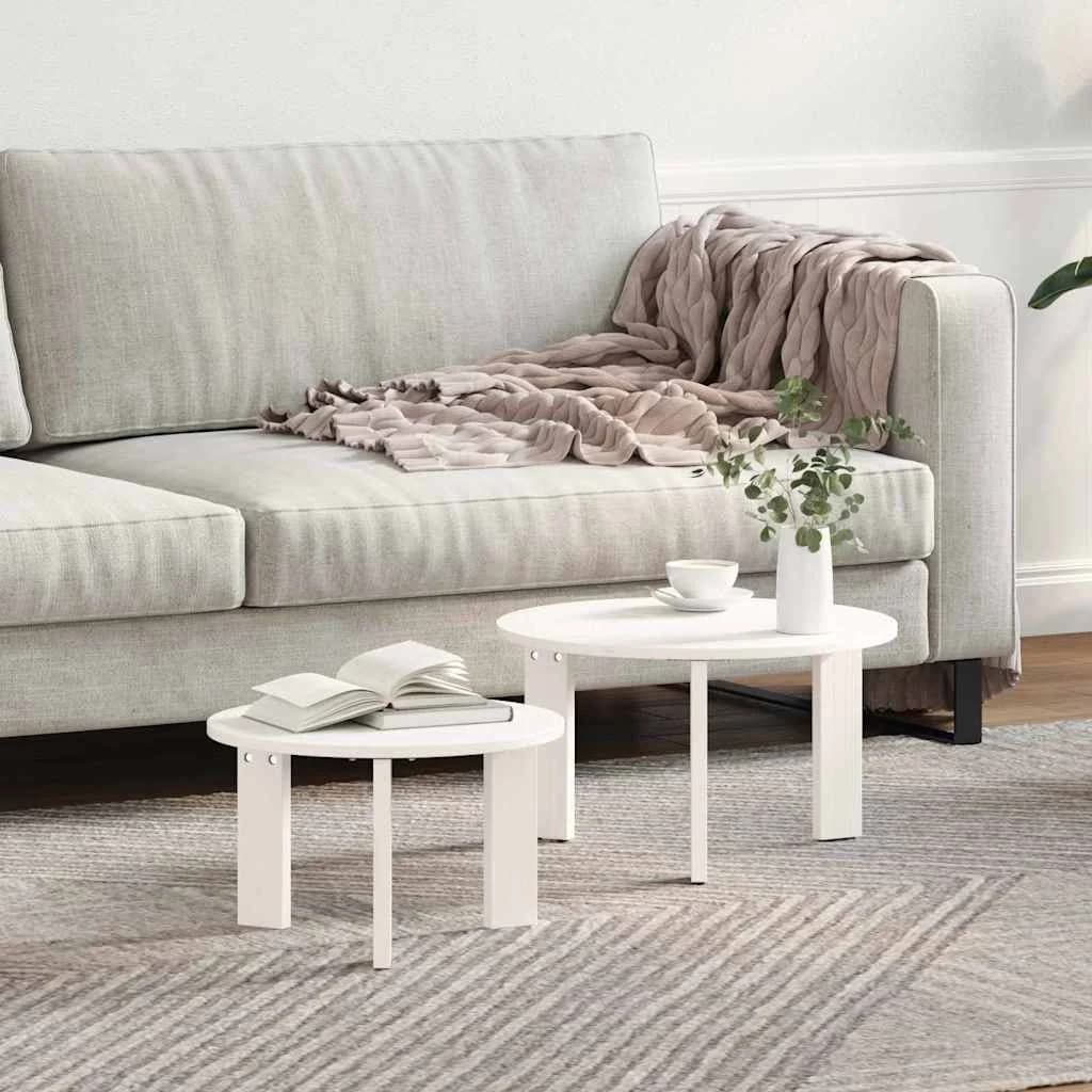 Klubska miza 2 kos Bela 47,5 x 47,5 x 27 cm Trden borov les