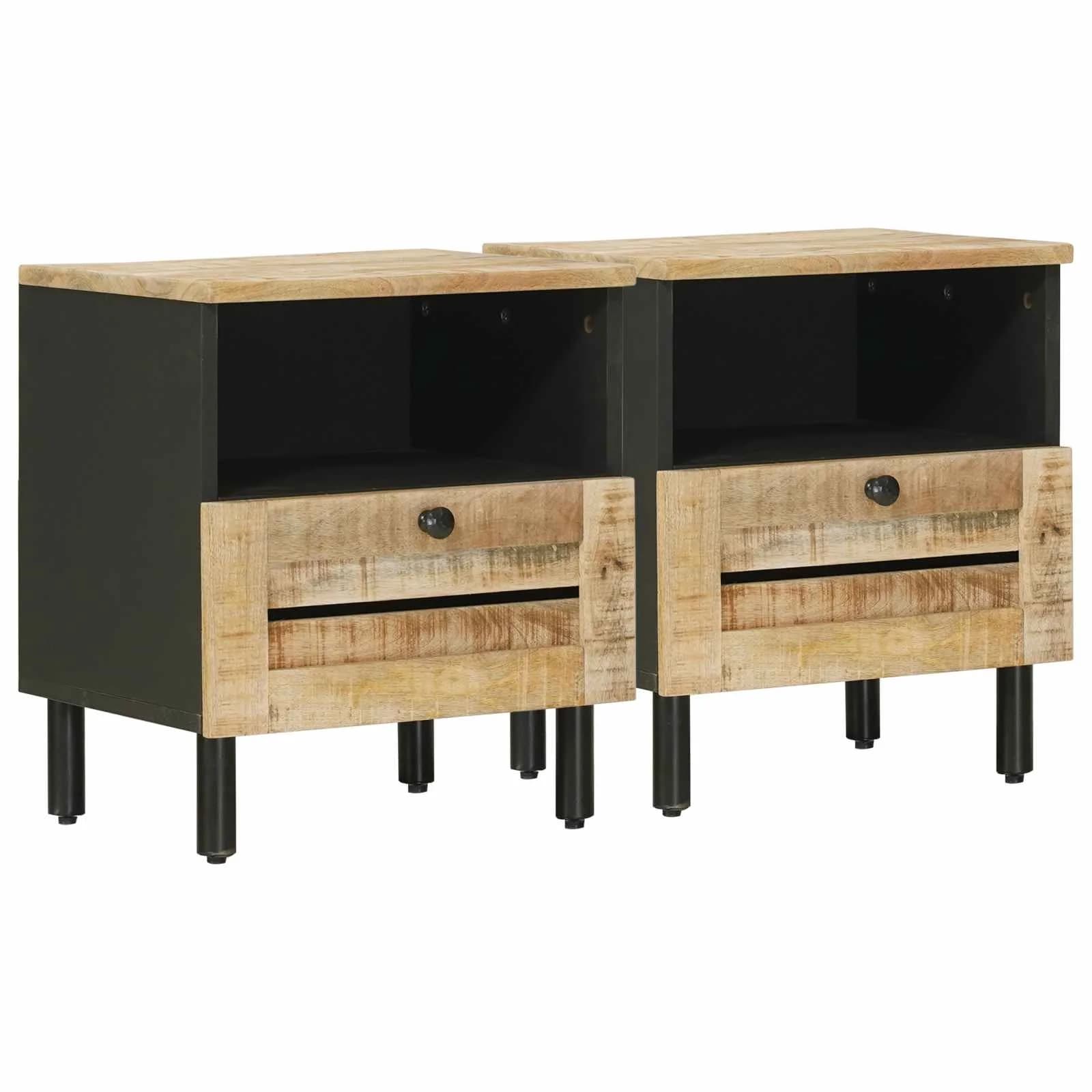 Nočna omarica 2 kos Naravna 40 x 33 x 46 cm Masiven les manga - slika 2