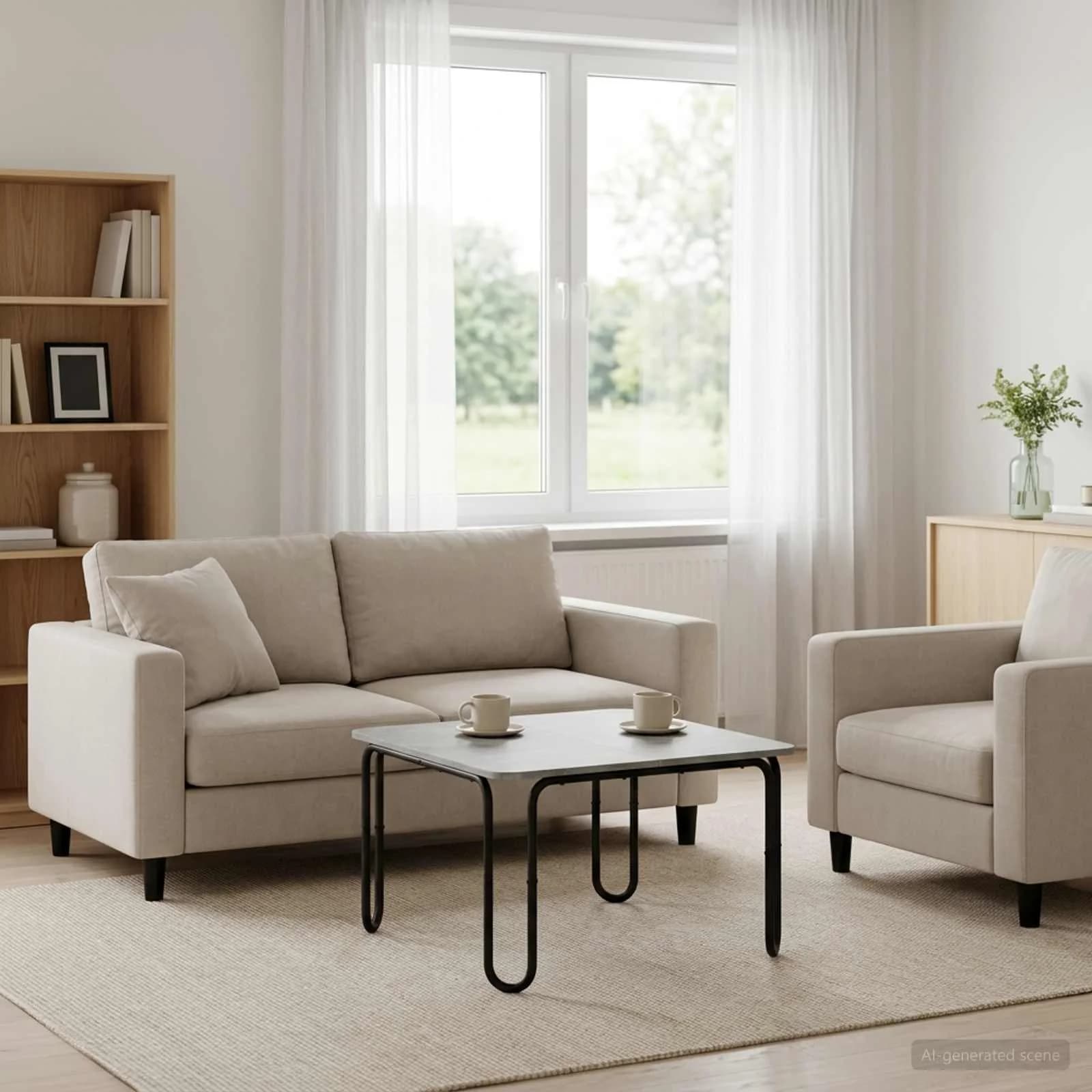 Klubska miza Betonsko siva 100 x 100 x 45 cm Inženirski les