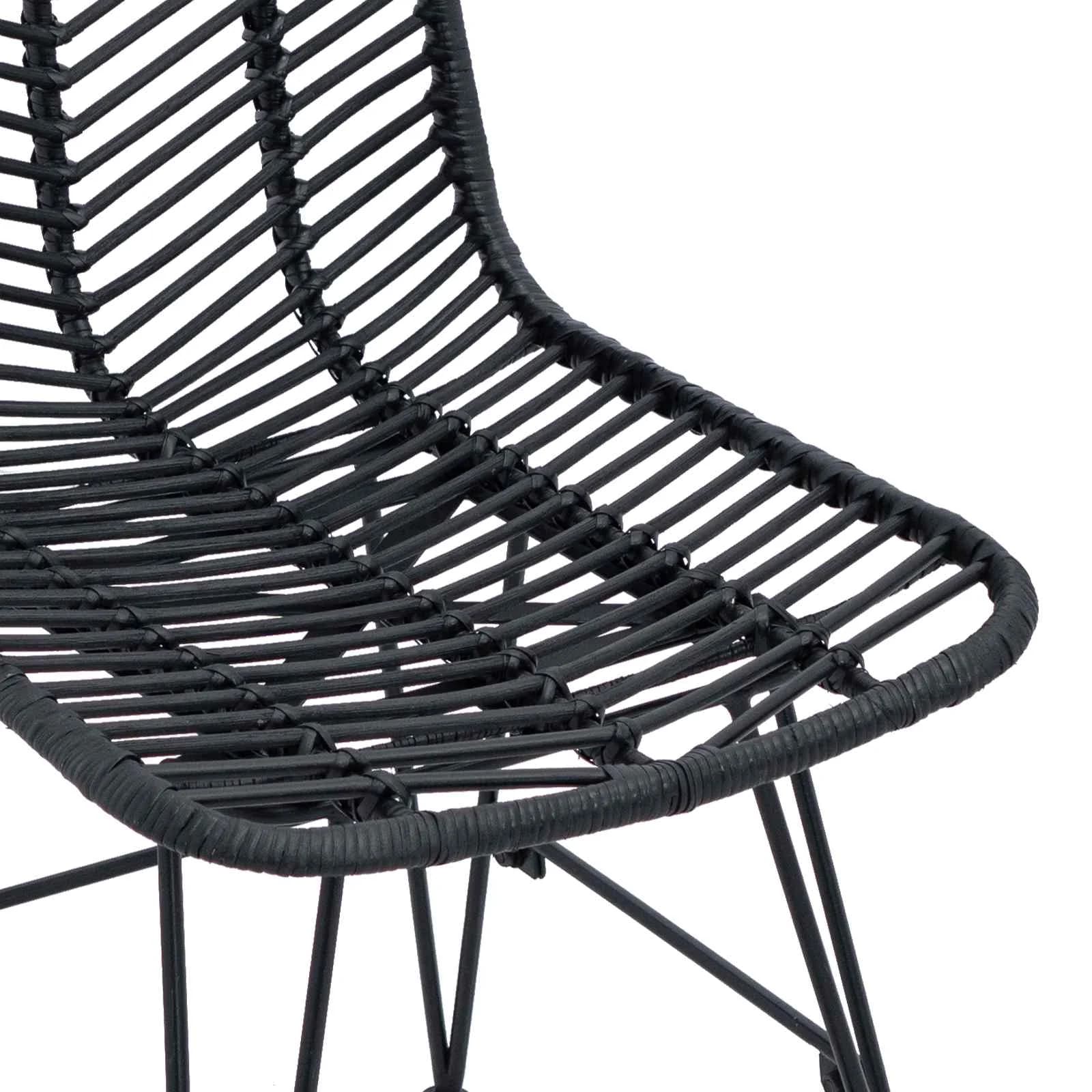Jedilni stol 2 kos Ratan in železo Črna 44,5 x 54,5 x 85 cm - slika 9