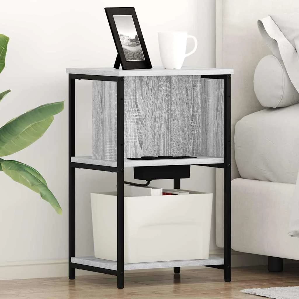 Nočna omarica 2 kos Siva Sonoma 38 x 31 x 61 cm Inženirski les