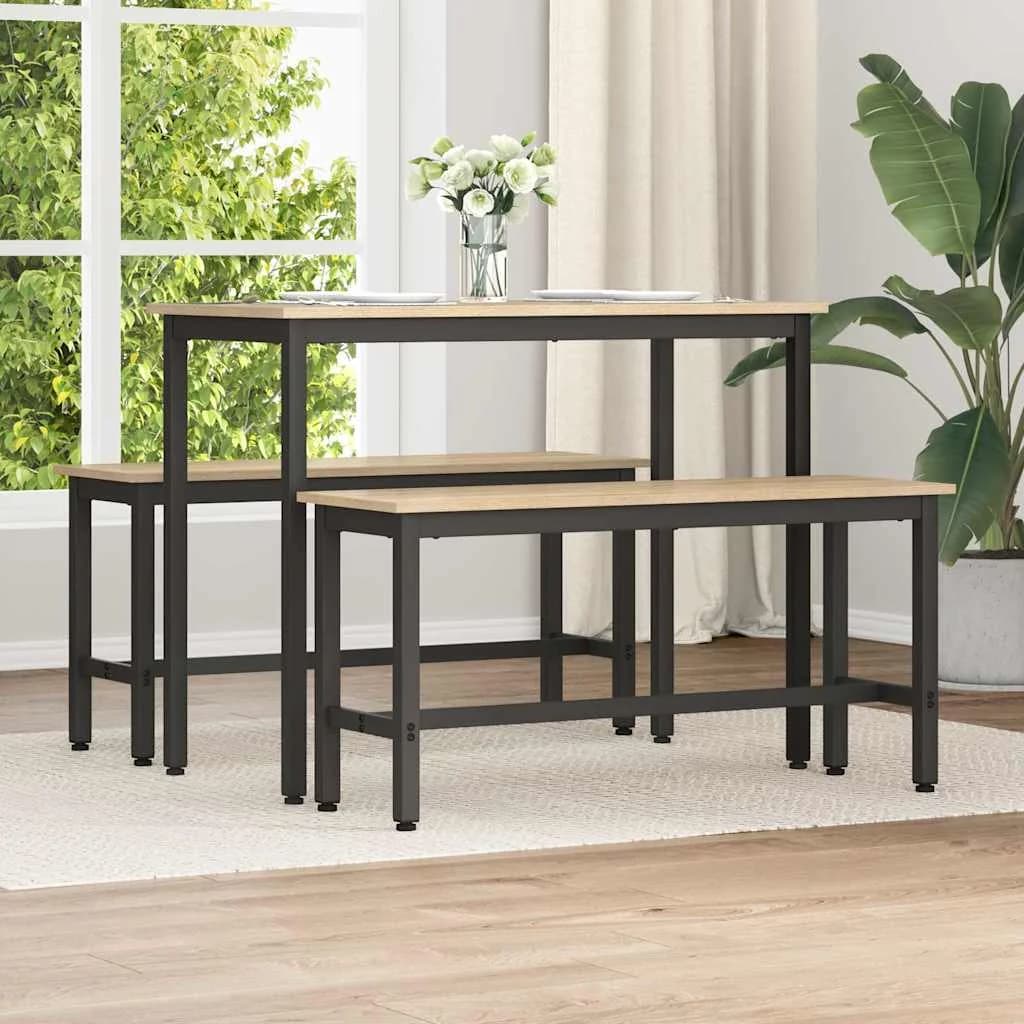 Jedilna klop 100 x 32,5 x 48,5 cm 2 kos Inženirski les in jeklo