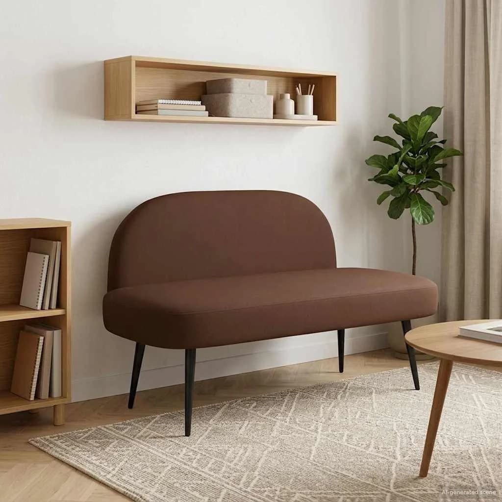 Oblazinjena klop z naslonom Rjava 110 x 60 x 76 cm Umetno usnje