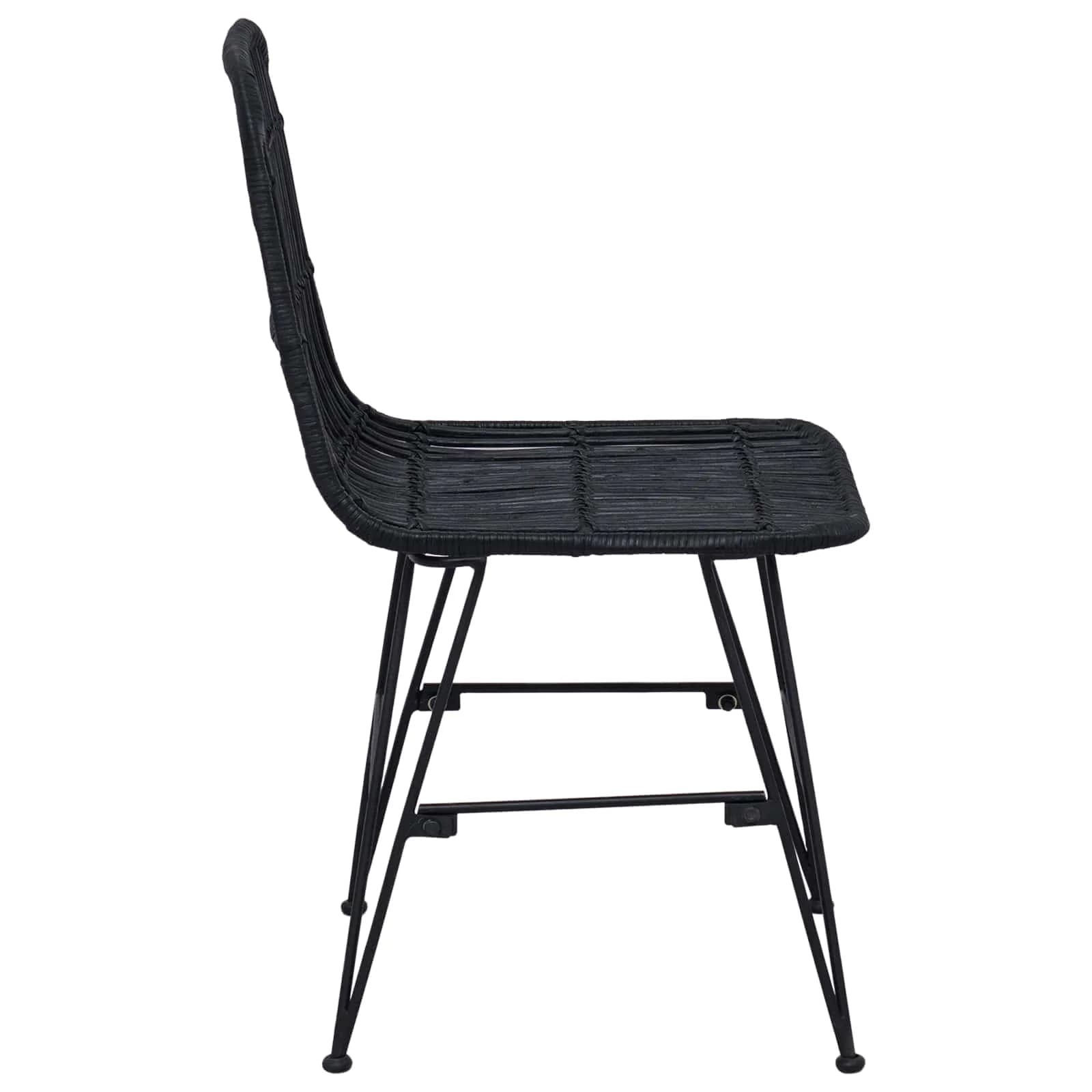 Jedilna stolica 2 kos Rattan in jeklo Črna 41 x 55 x 85 cm - slika 6