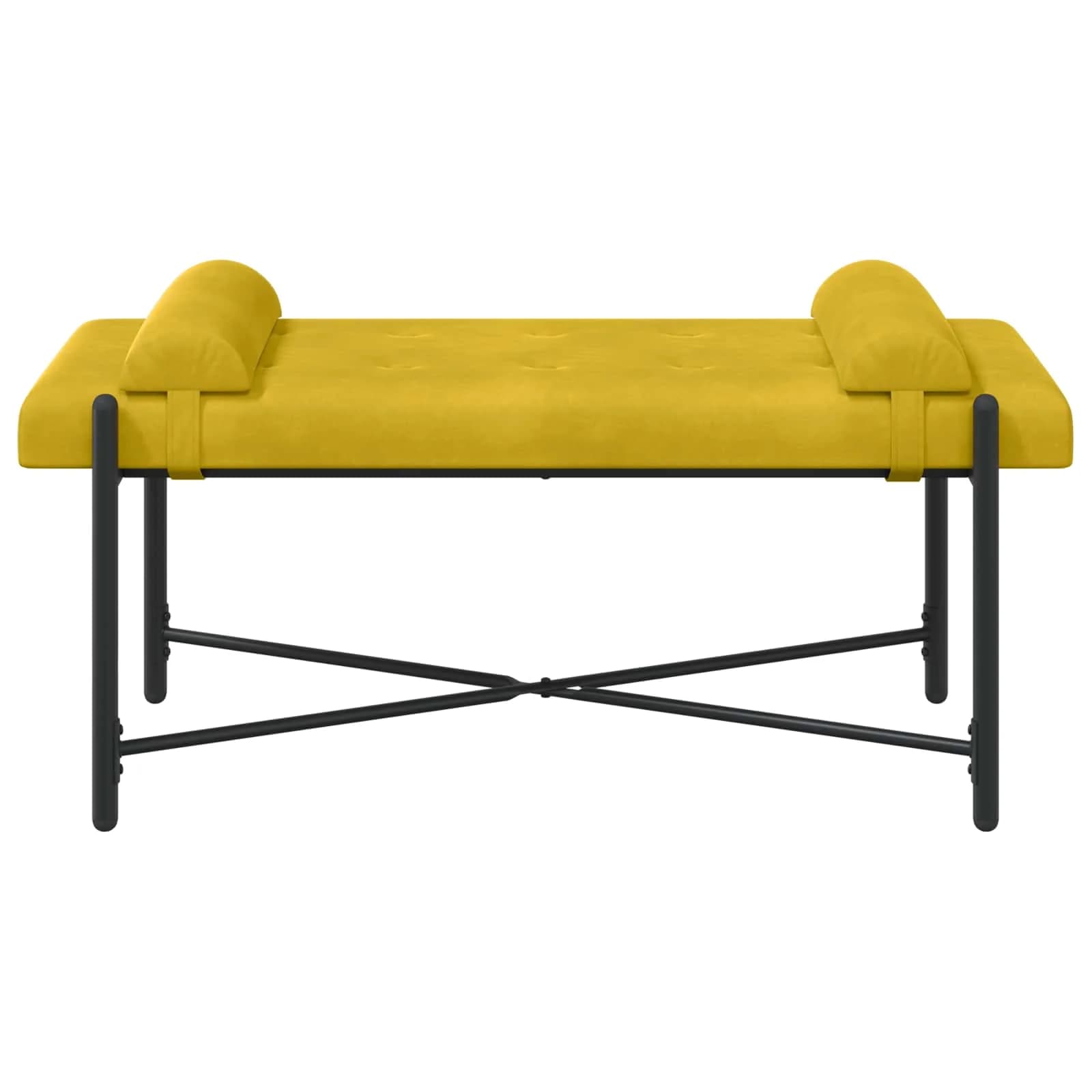 Klubska klop z gumbi in vzglavniki Rumena 110 x 40 x 46 cm - slika 6