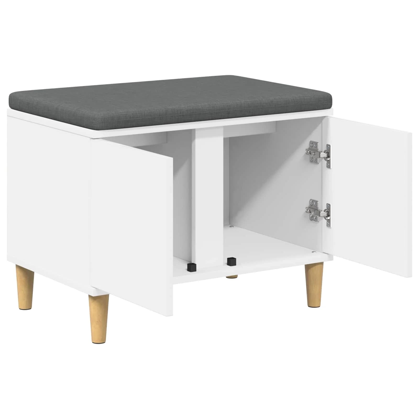 Haldna klop Bela 60 x 38 x 46 cm Oblikovan Les in Tkanina - slika 5