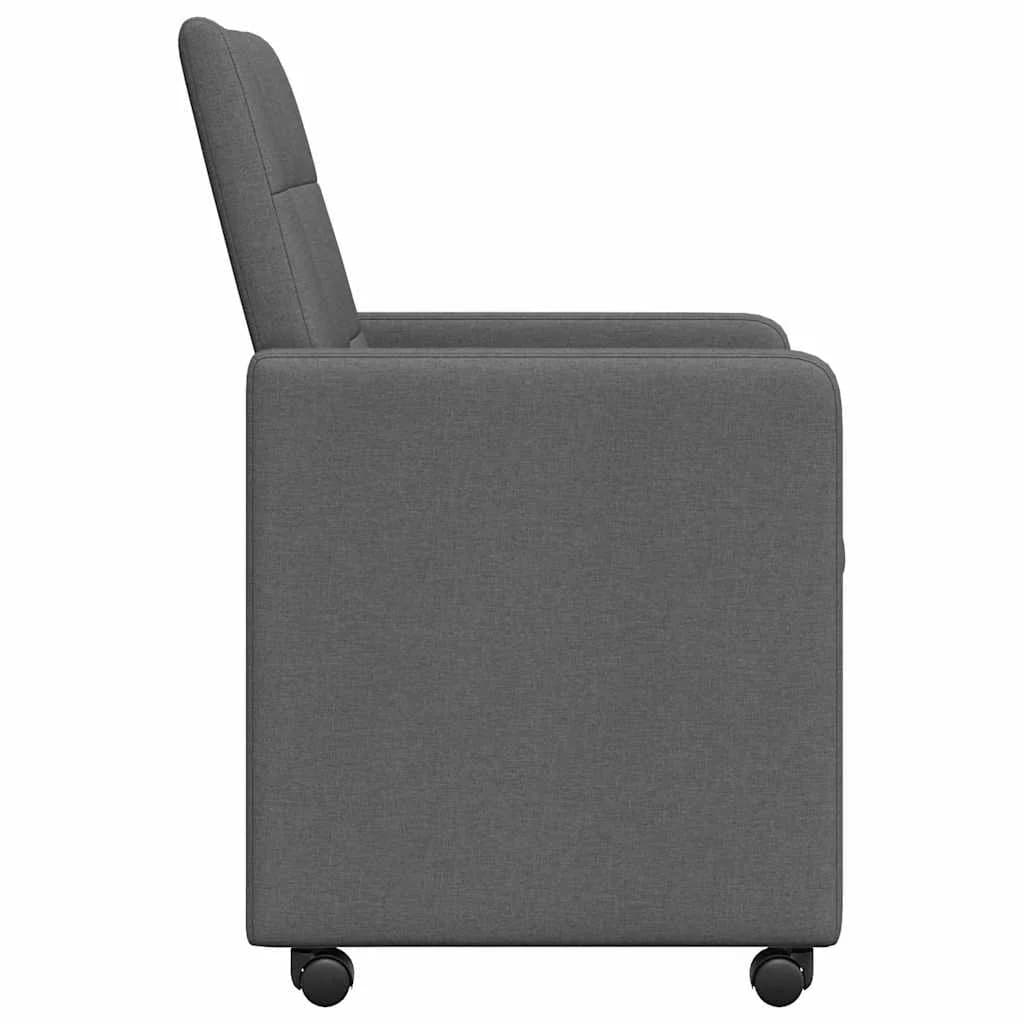 Jedilni stoli s kolesi 2 kos blago Temno siva 58 x 65 x 94 cm - slika 5