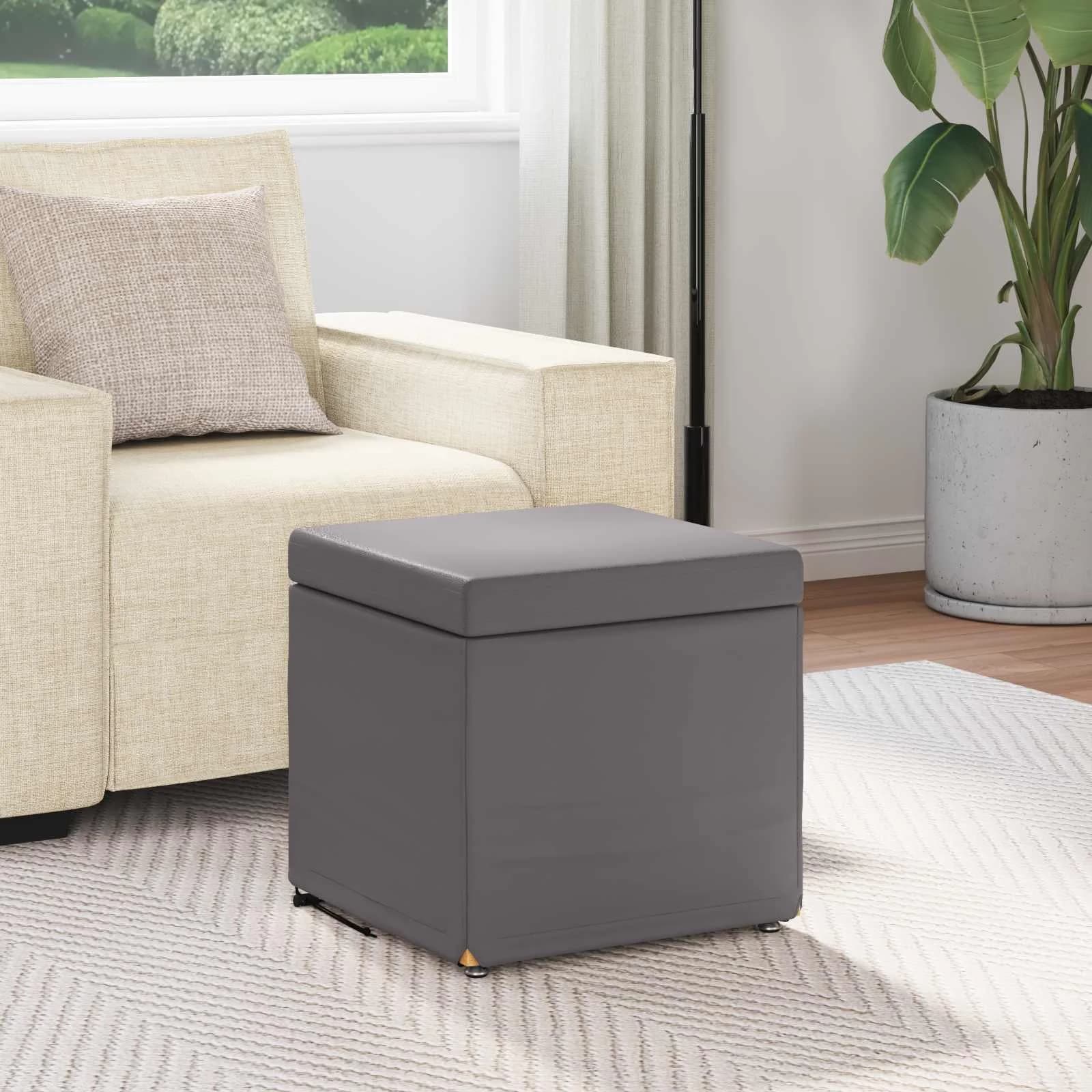 Stolica Siva 41 x 41 x 40 cm Umetno Usnje in Umetno Leseno - slika 3