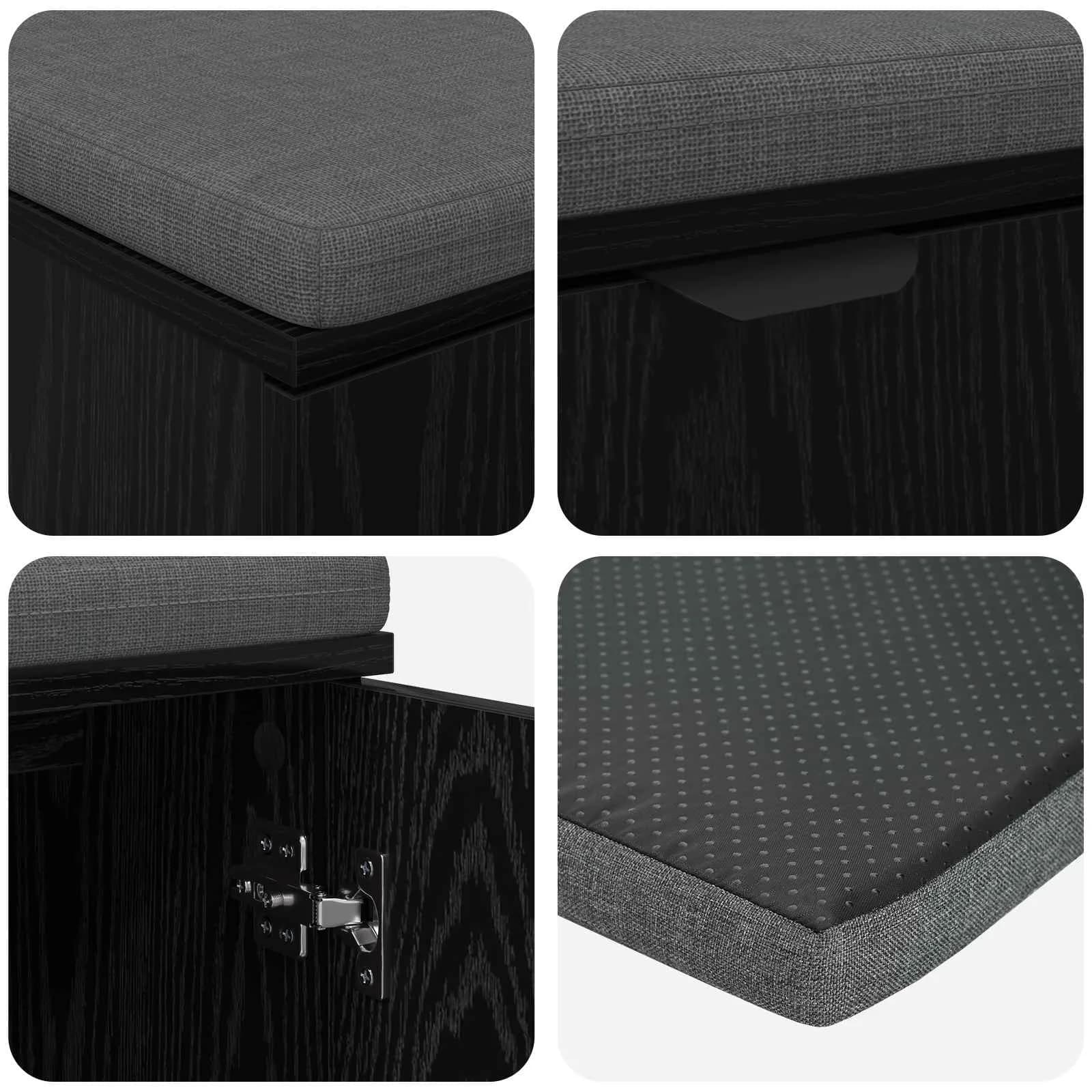 Haldna klop Črni Hrast 80 x 38 x 46 cm Oblikovan Les in Tkanina - slika 9