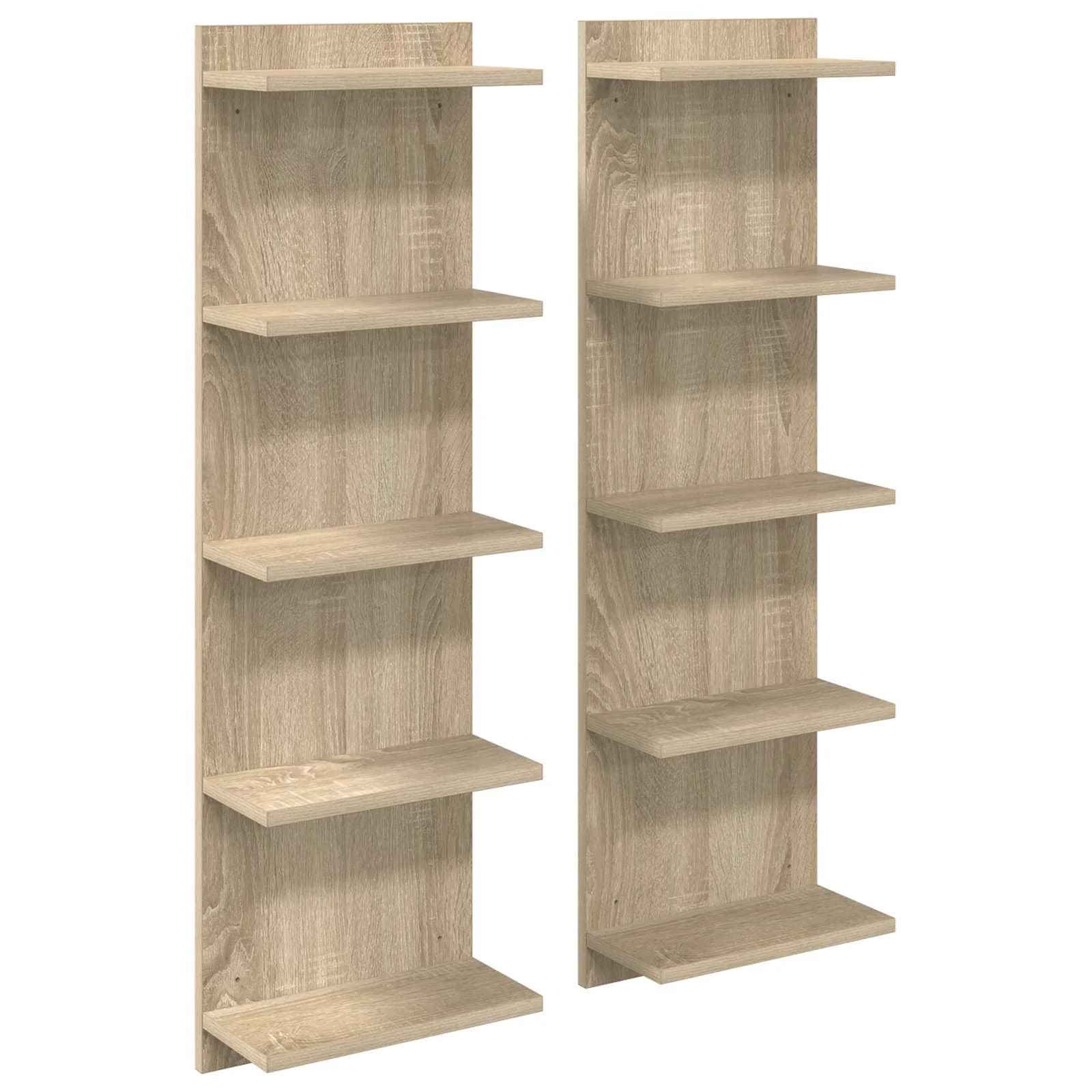 Stenska polica 2 kos Sonoma hrast 30 x 15 x 100 cm - slika 2