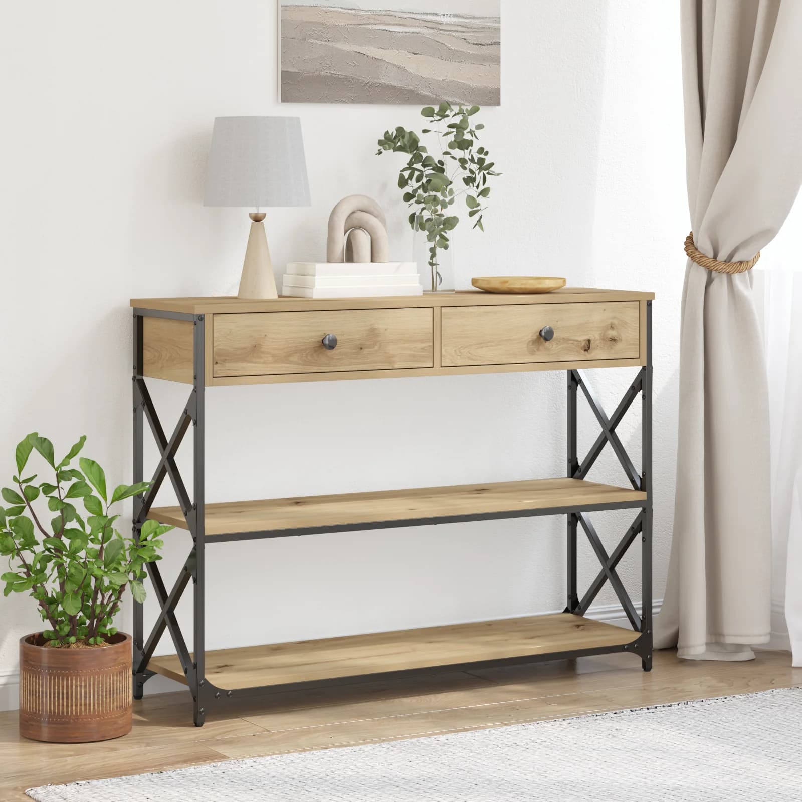 Konzolna miza artisan hrast 100 x 28 x 75 cm