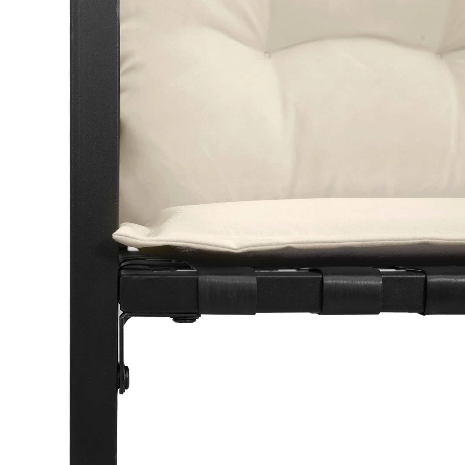 Lesena ležajna klop z blazino Enobarvno krema 114 x 55 x 77 cm - slika 7
