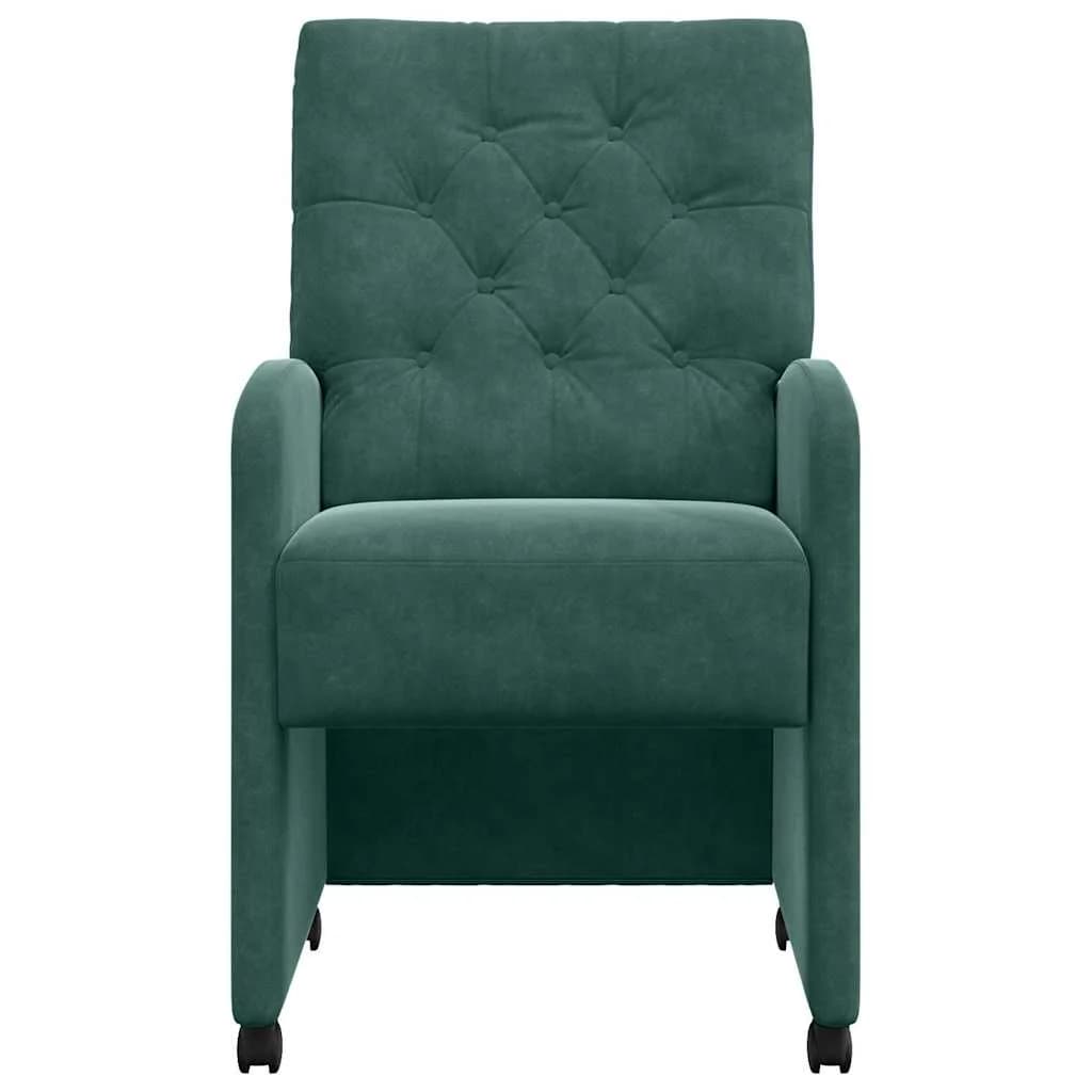 Jedilni stoli s kolesi 2 kos Žamet Temno zelena 58 x 67 x 97 cm - slika 4